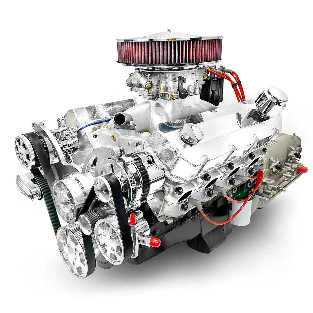 GM Big Block Compatible 598 c.i. Engine and 4L80E Automatic Transmission - 741 Horsepower - Standard Edition Builder Series - Black Pulley Kit - Carbureted