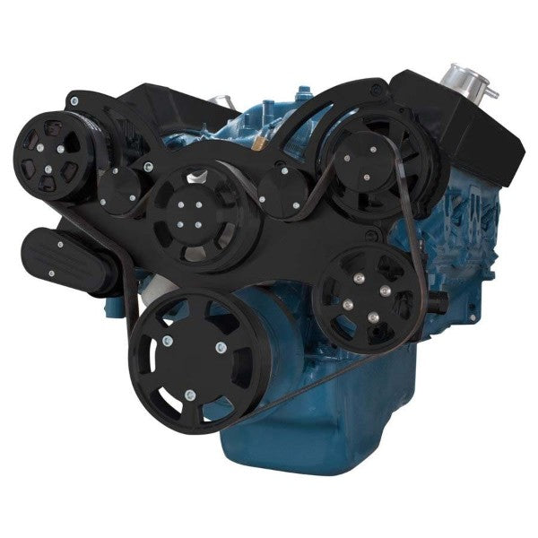 Chrysler SB Compatible Front Accessory Drive - Full Serpentine with Alternator | AC | Power Steering | Water Pump | Brackets and Bolts