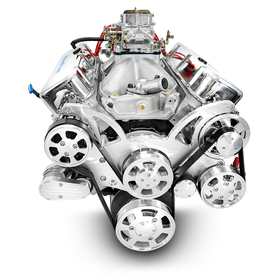 GM Big Block Compatible 496 c.i. Engine - 600 Horsepower - Deluxe Dressed - Polished Pulley Kit - Carbureted