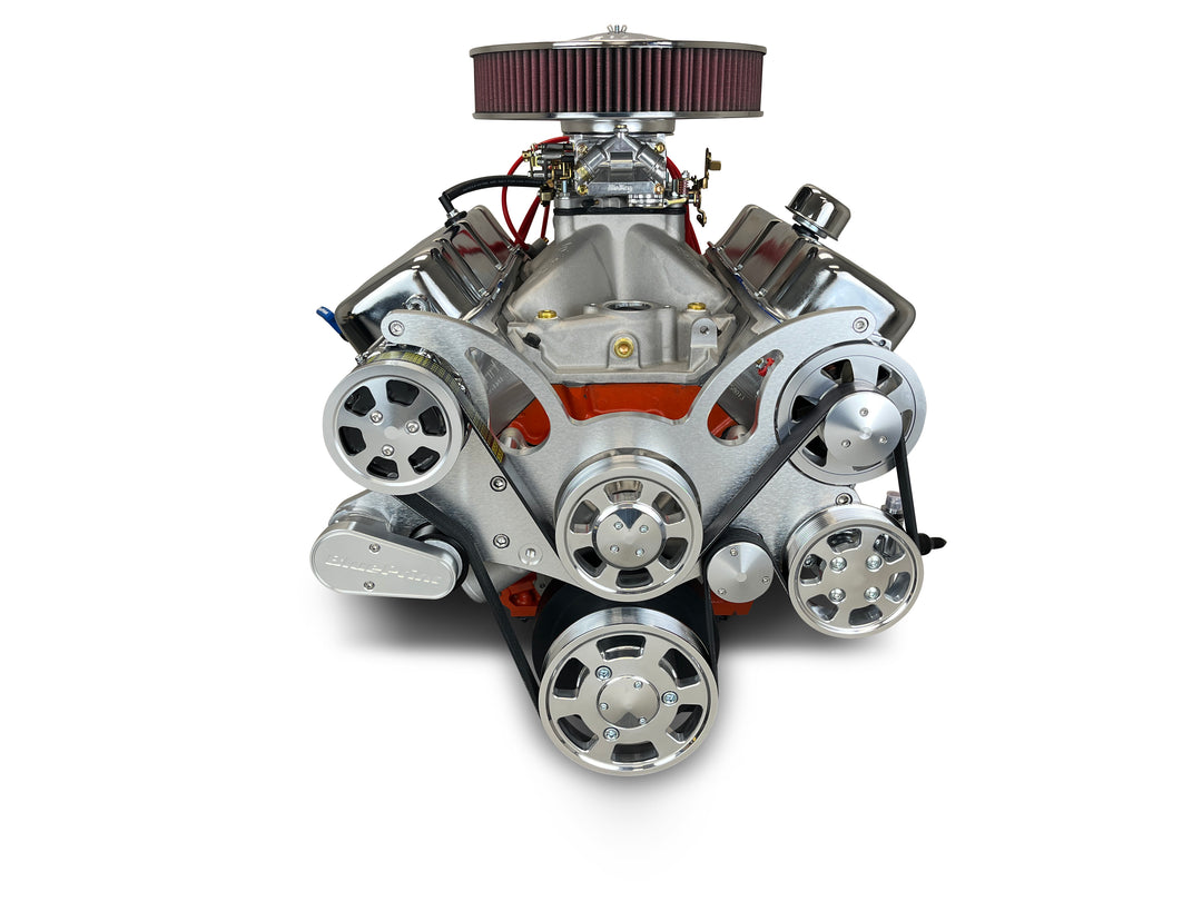 GM Big Block Compatible 502 c.i. Pro Series Engine - 627 Horsepower - Deluxe Dressed with Polished Pulley Kit - Carbureted
