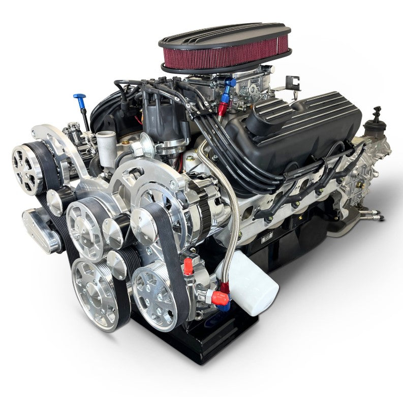 Ford Small Block Compatible 302 c.i. Engine and TKX Manual Transmission - 370 Horsepower - Standard Edition Builder Series - Polished Pulley Kit - Carbureted