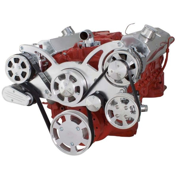 GM SB Compatible Front Accessory Drive - Full Serpentine with Alternator | AC | Power Steering | Water Pump | Brackets and Bolts