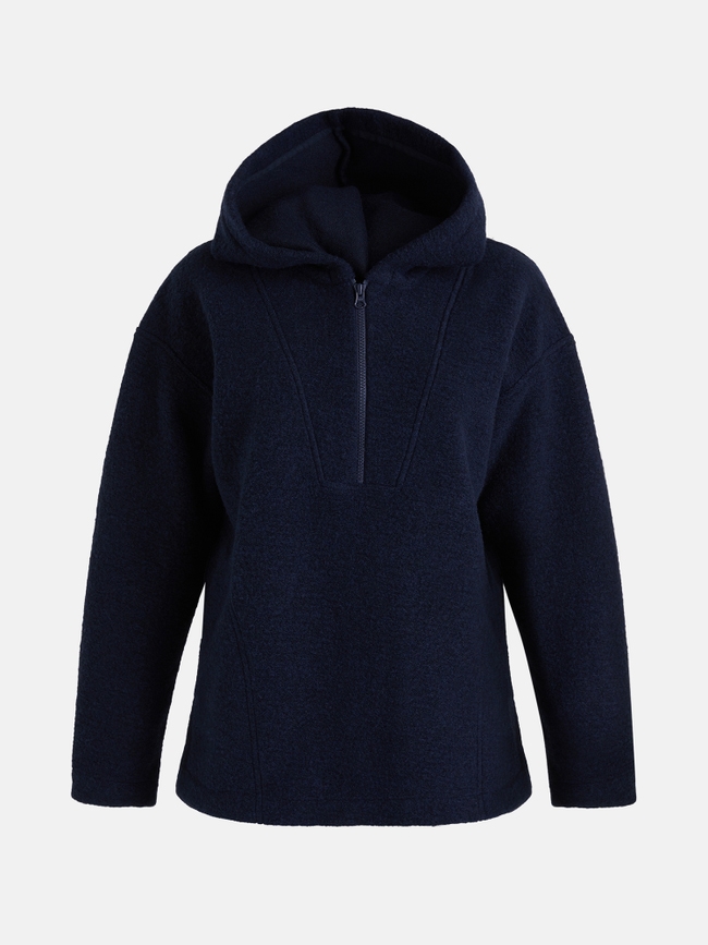 Wool Blend Half Zip Hood Women