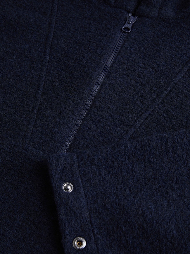Wool Blend Half Zip Hood Women