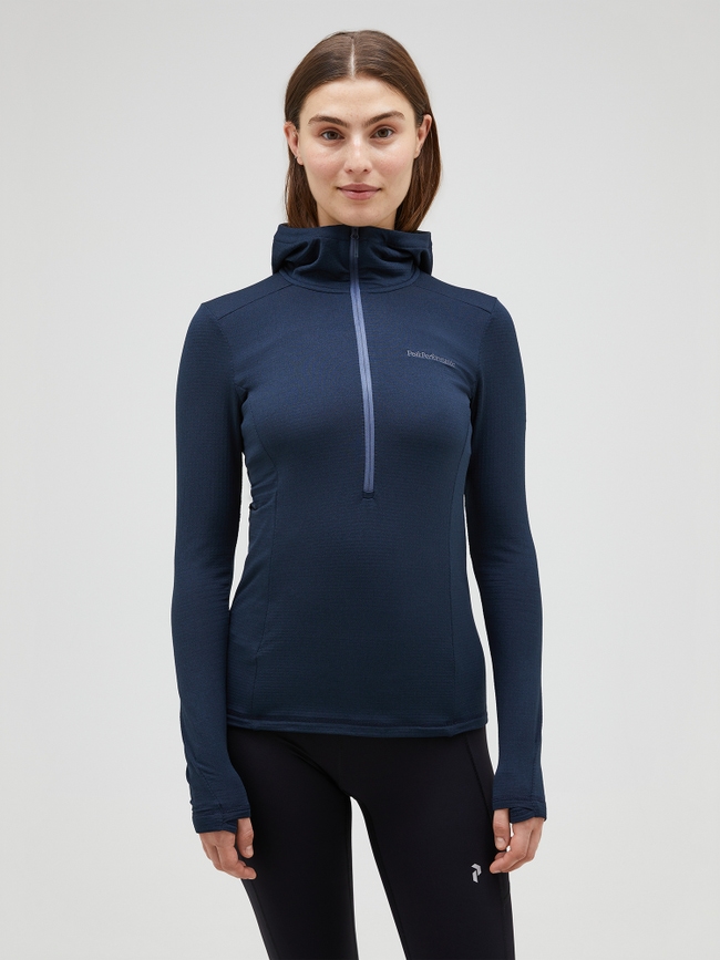 Light Hooded Fleece Half Zip Women