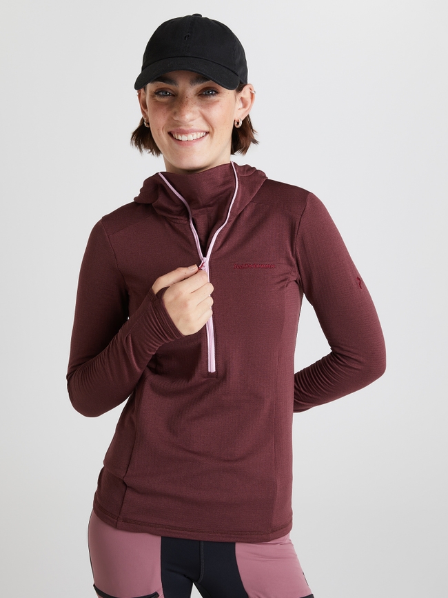 Light Hooded Fleece Half Zip Women