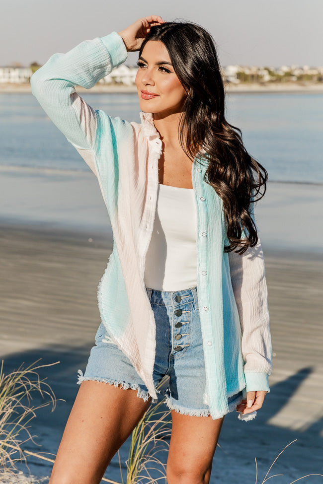 Let Me Adore You Cotton Candy Ombre Button Front Gauze Blouse