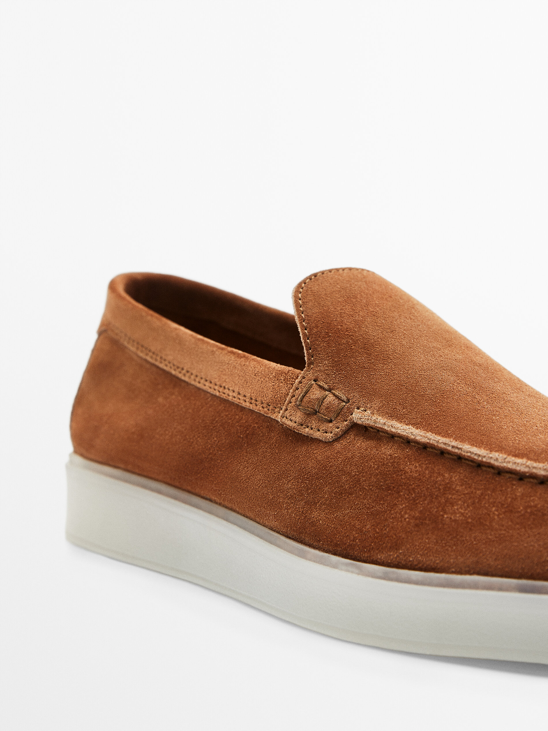 Mocasín serraje piso traslúcido - NARANJA