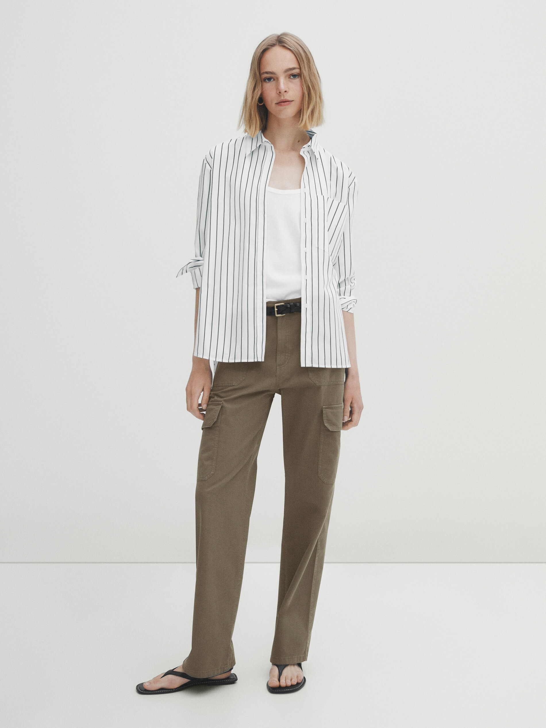 Pantalón cargo mezcla algodón - KAKI