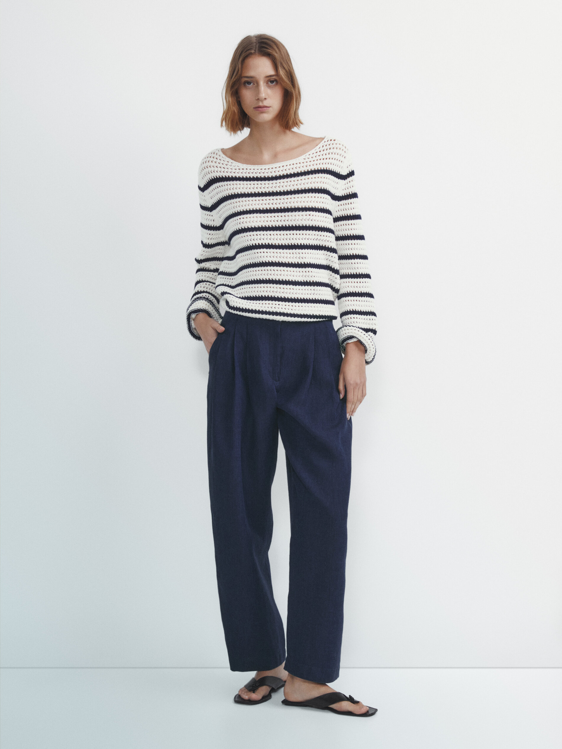 Pantalón 100% lino pinzas - INDIGO