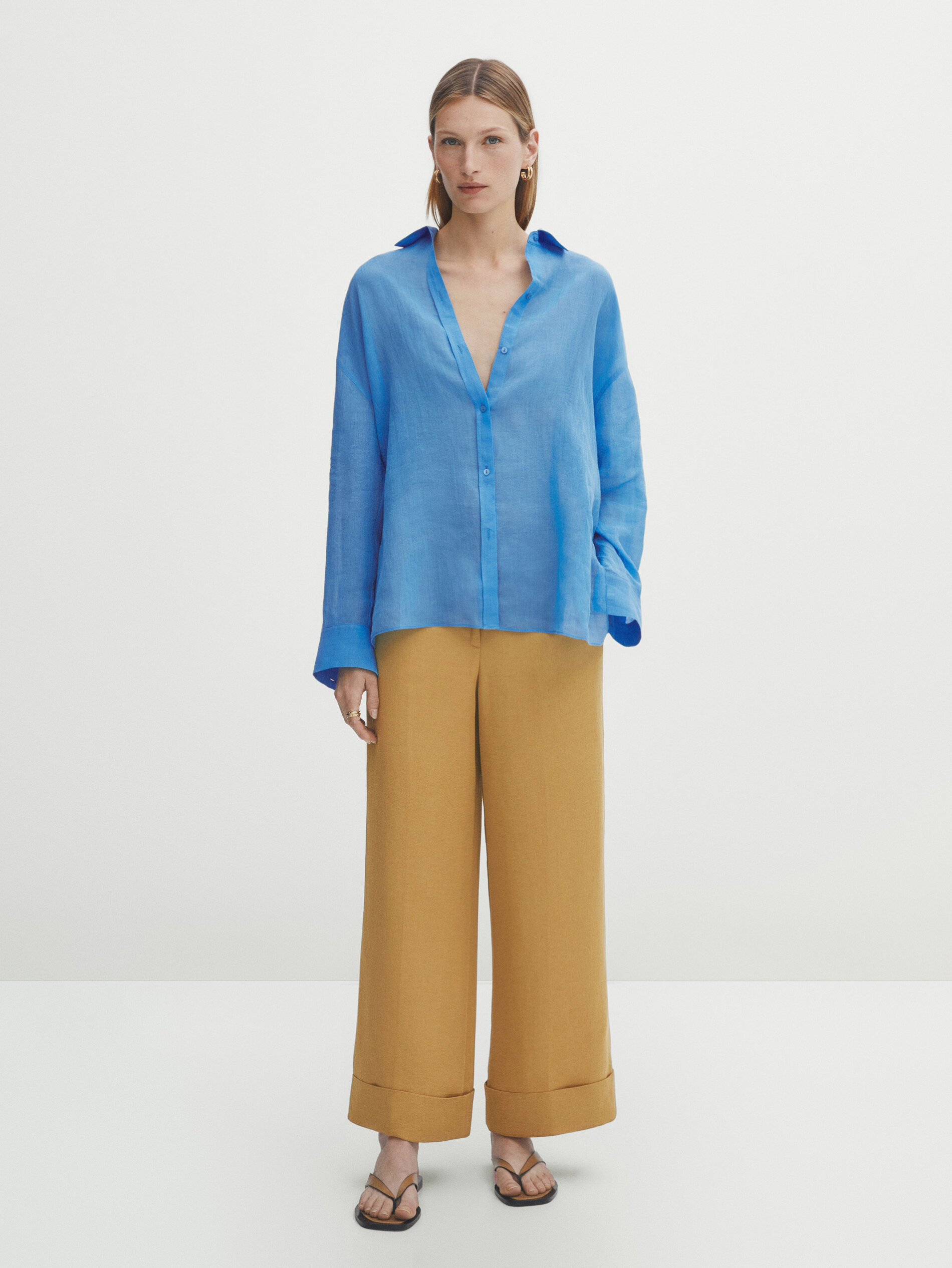 Camisa oversize 100% ramio - AZUL