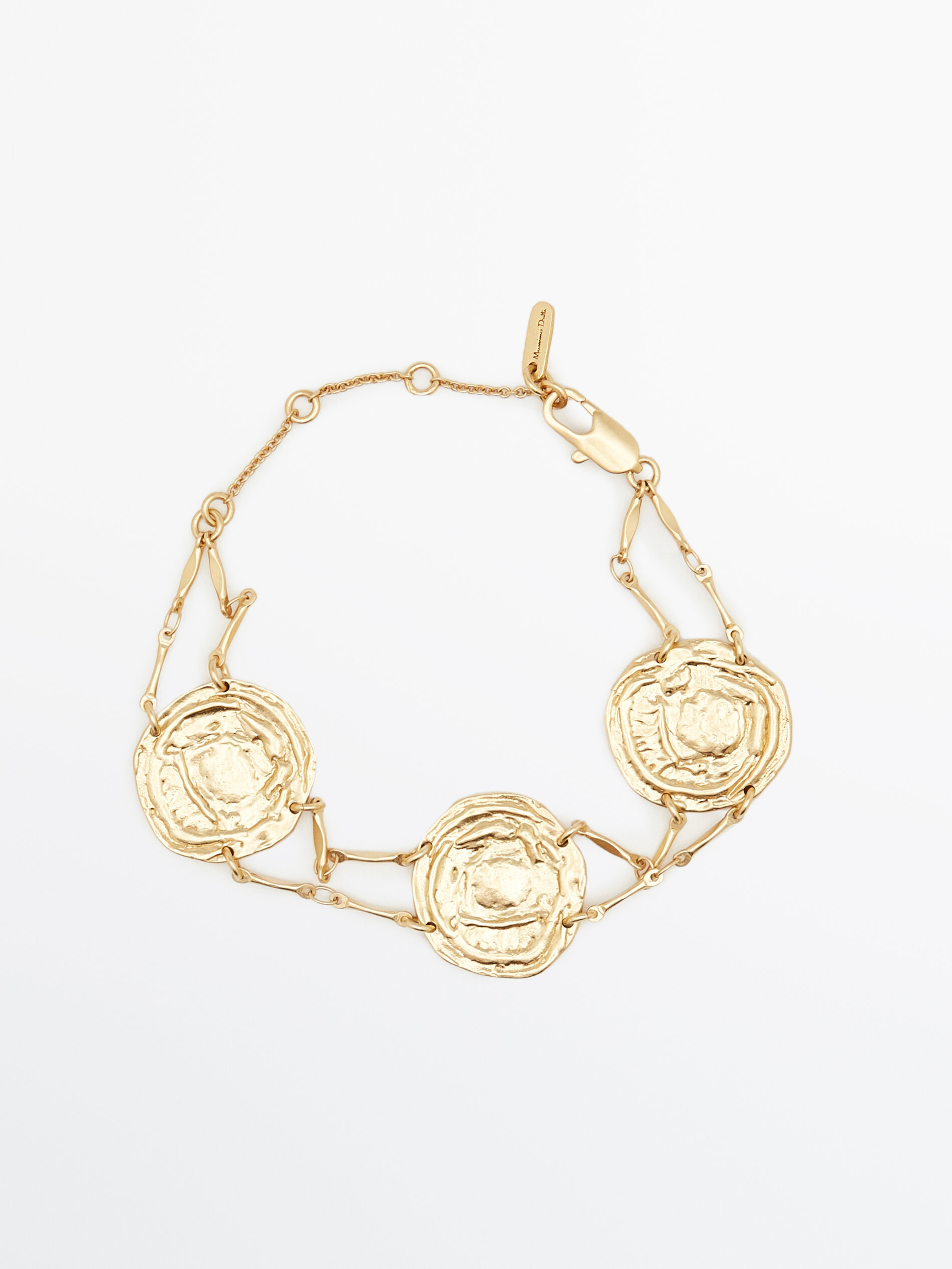 Pulsera monedas baño oro - DORADO