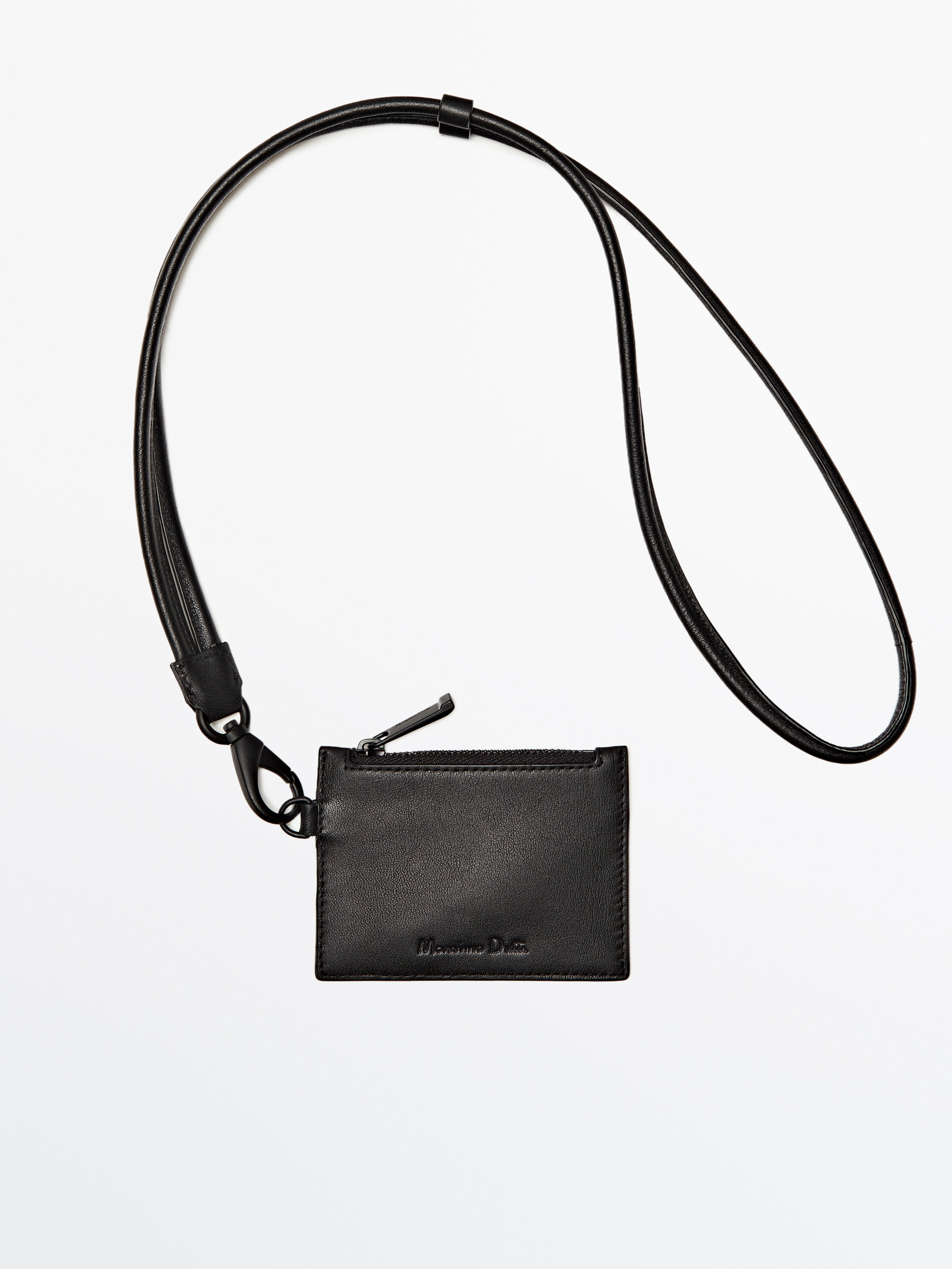 Tarjetero piel con correa - NEGRO