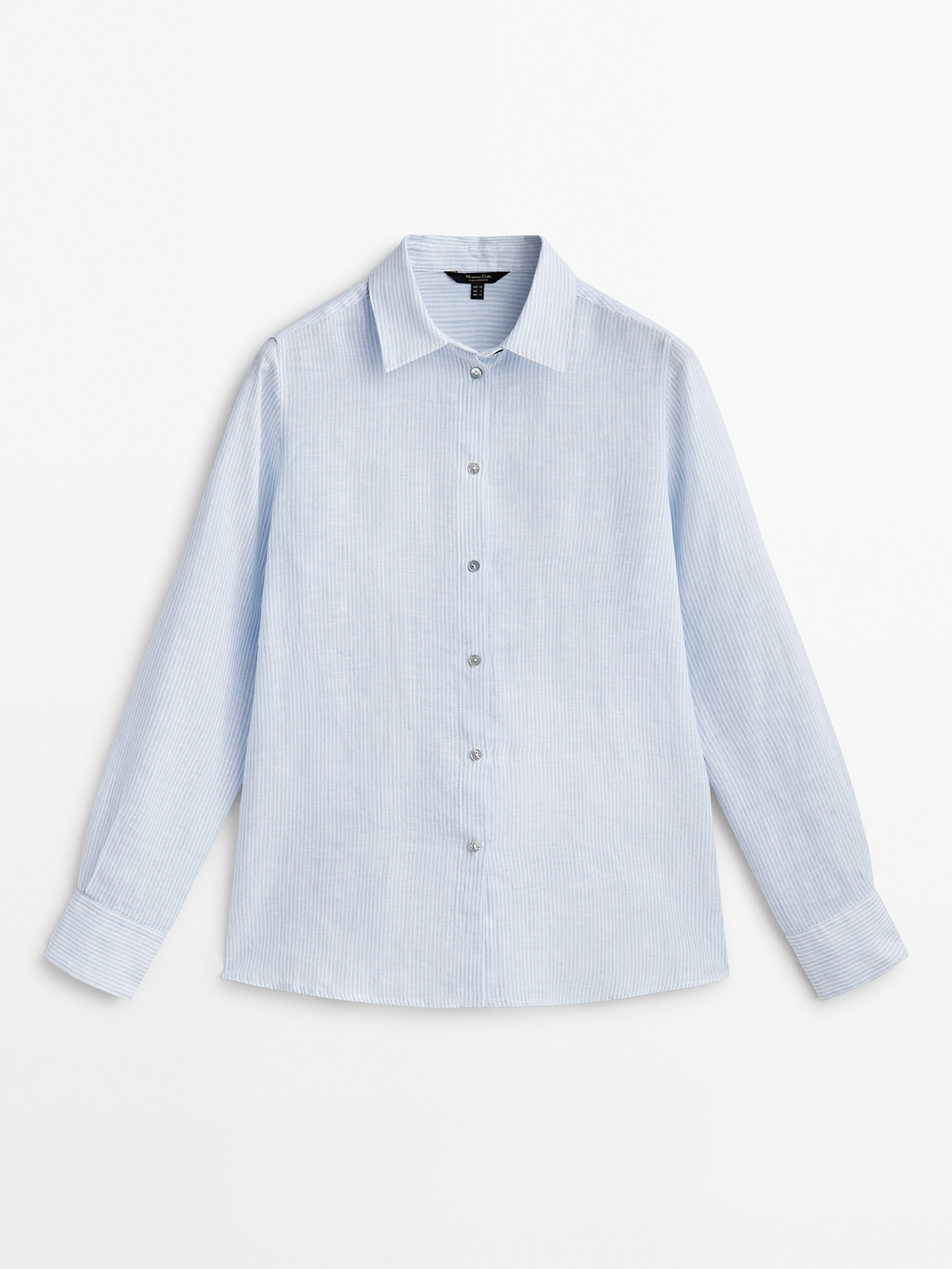 Camisa rayas 100% lino - Azul Claro