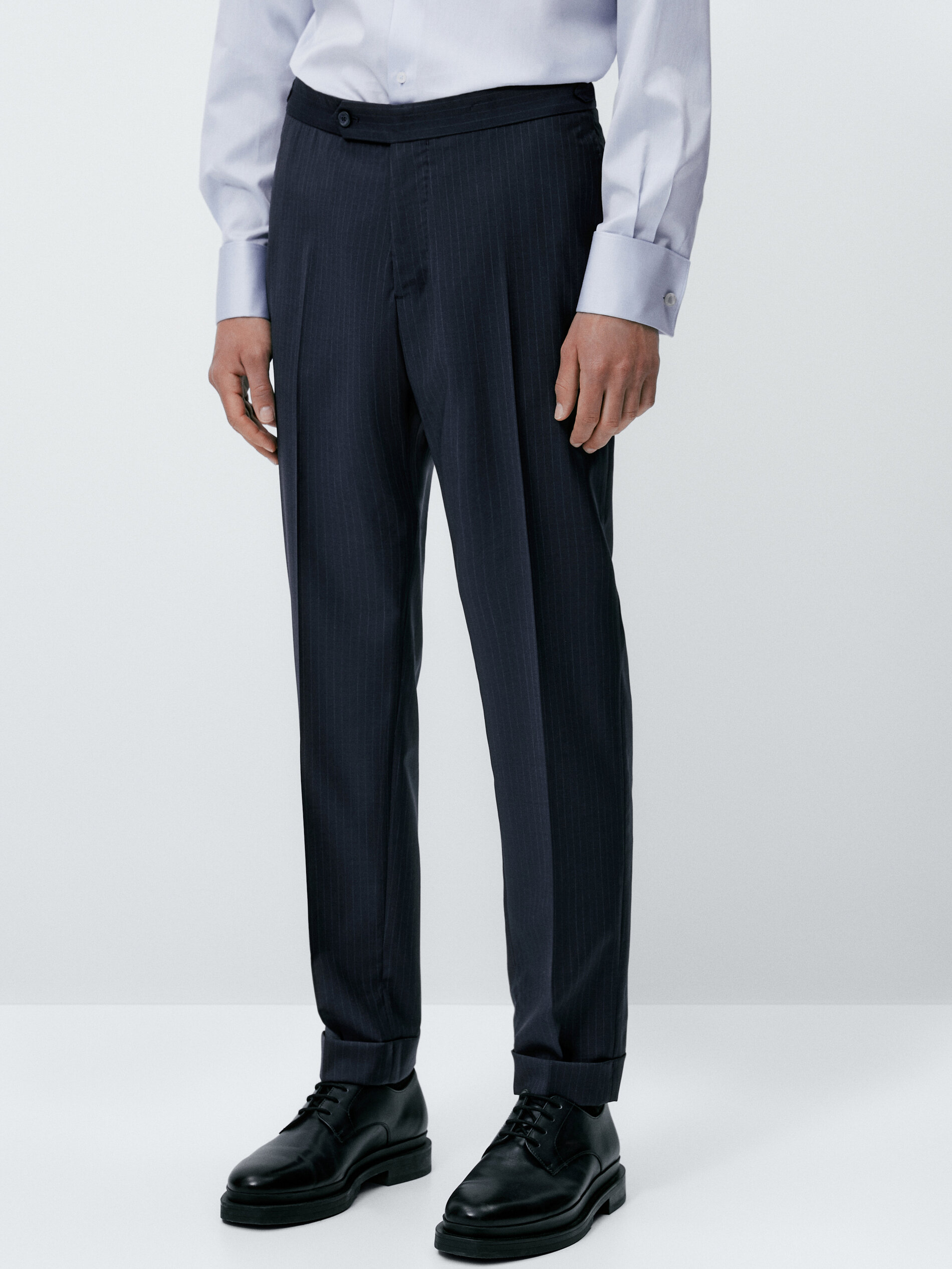 Pantalón traje lana super 120's raya diplomática - AZUL MARINO