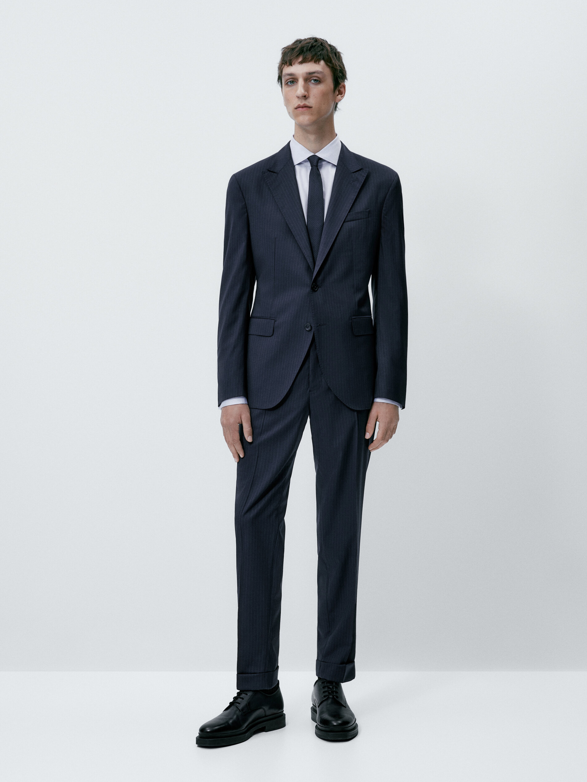 Americana traje lana super 120's raya diplomática - AZUL MARINO