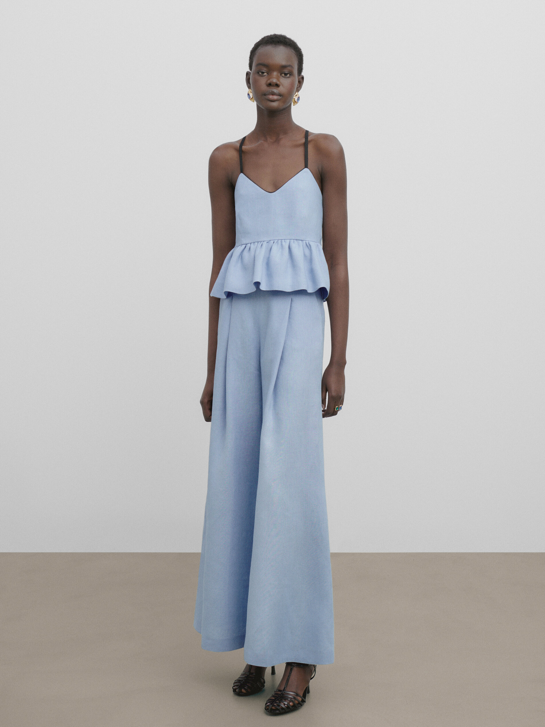 Top peplum lino -Studio - CELESTE