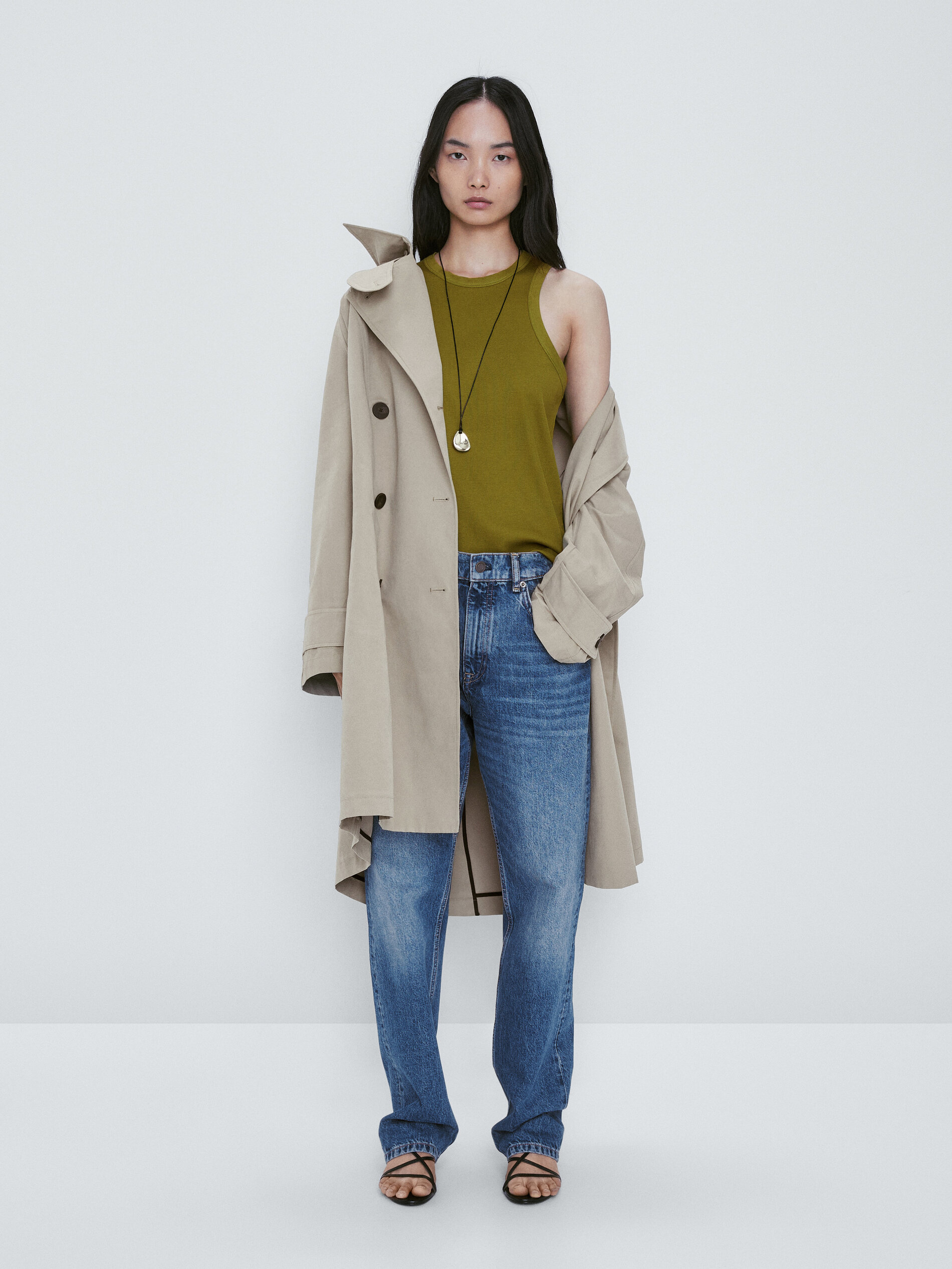 Top canalé algodón mercerizado - VERDE