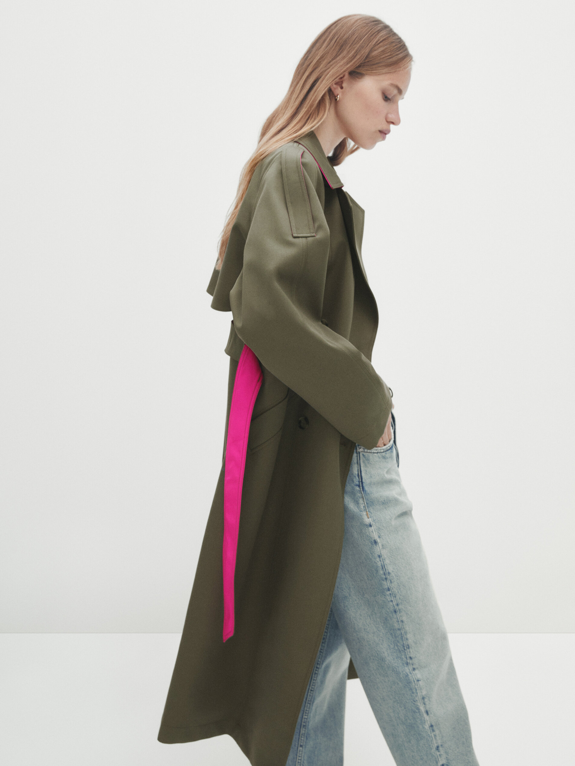 Chaqueta trench contraste color - KAKI