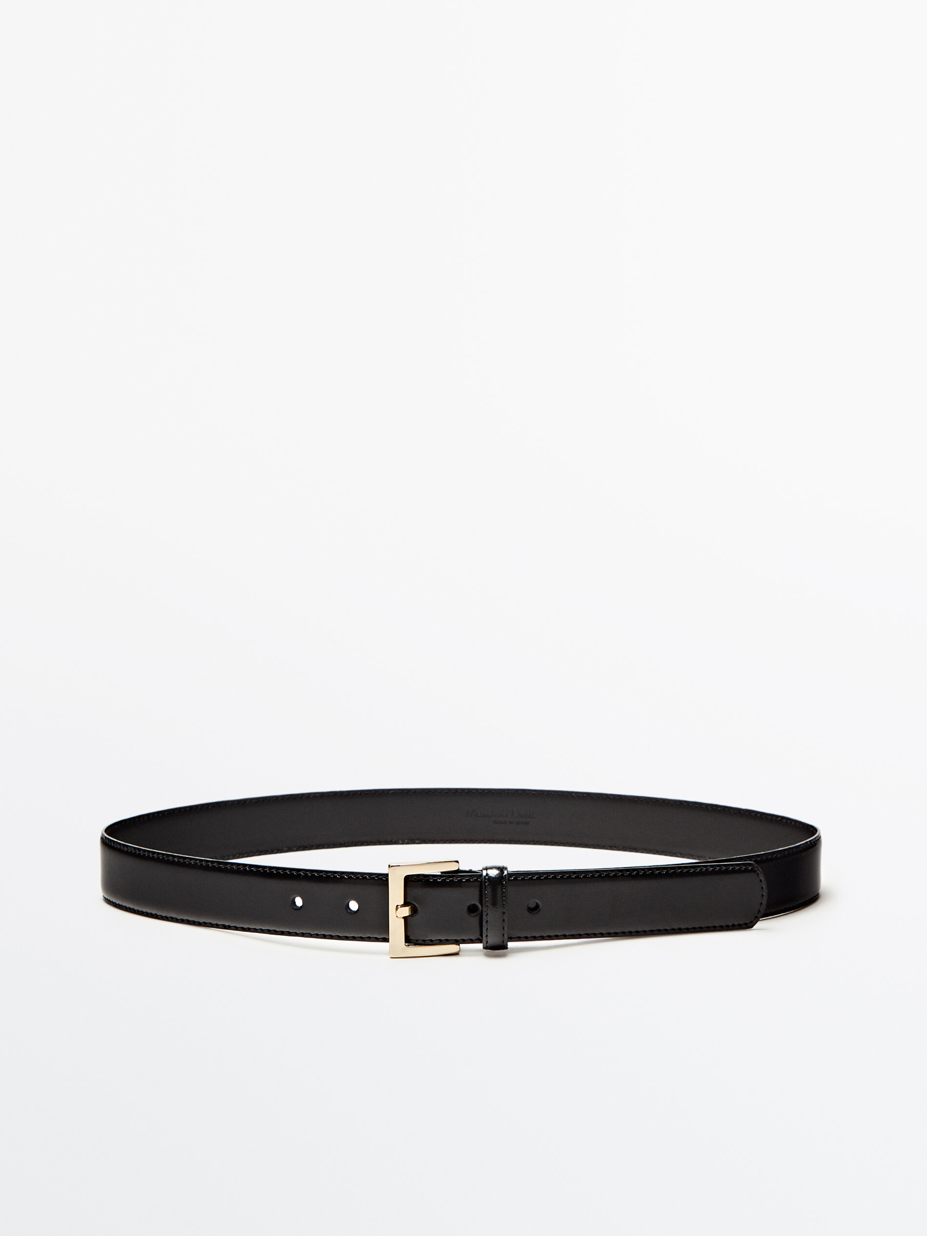 Cinturón piel hebilla cuadrada - NEGRO