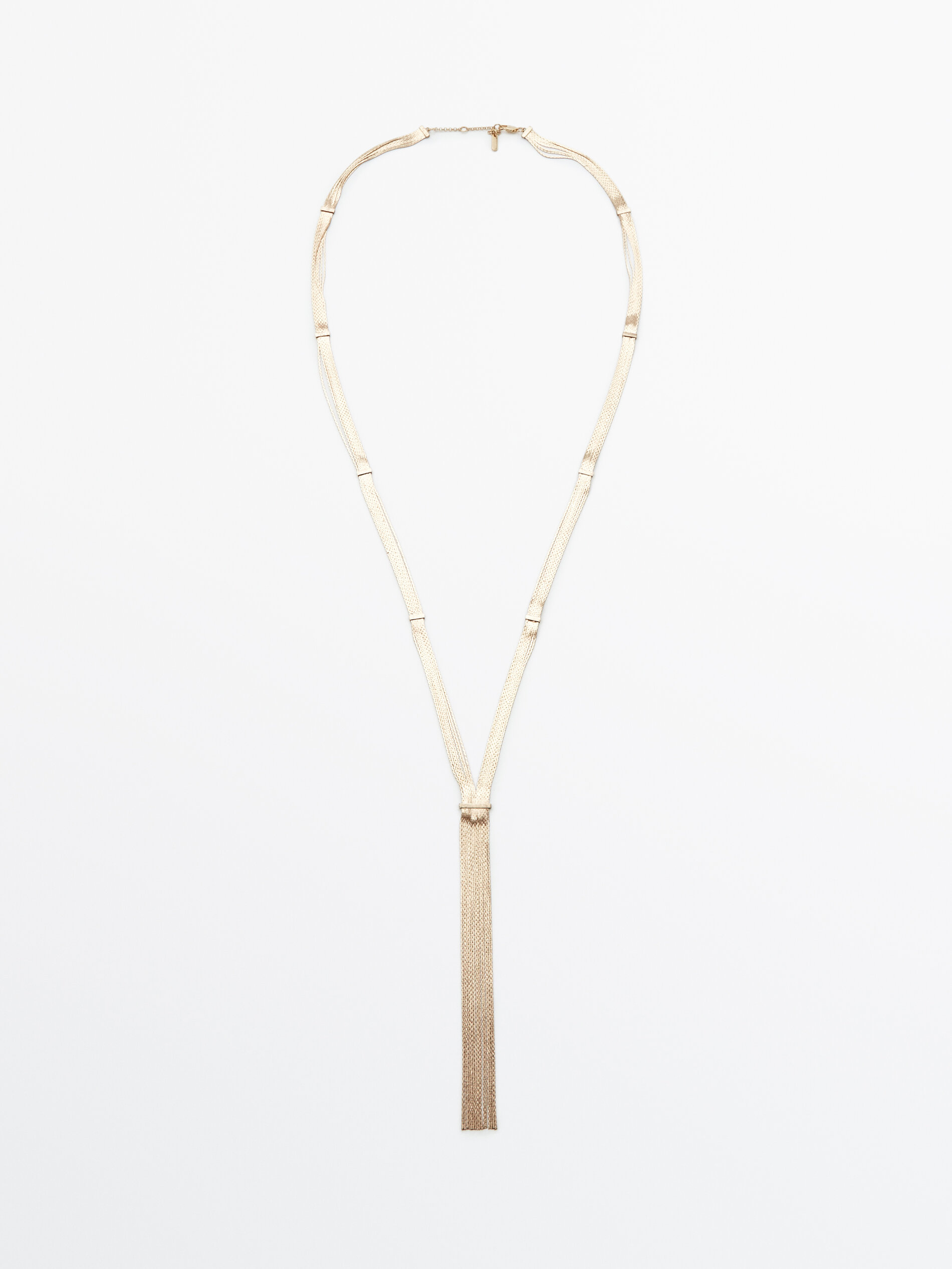 Collar largo cascada mini cadena baño oro - ORO