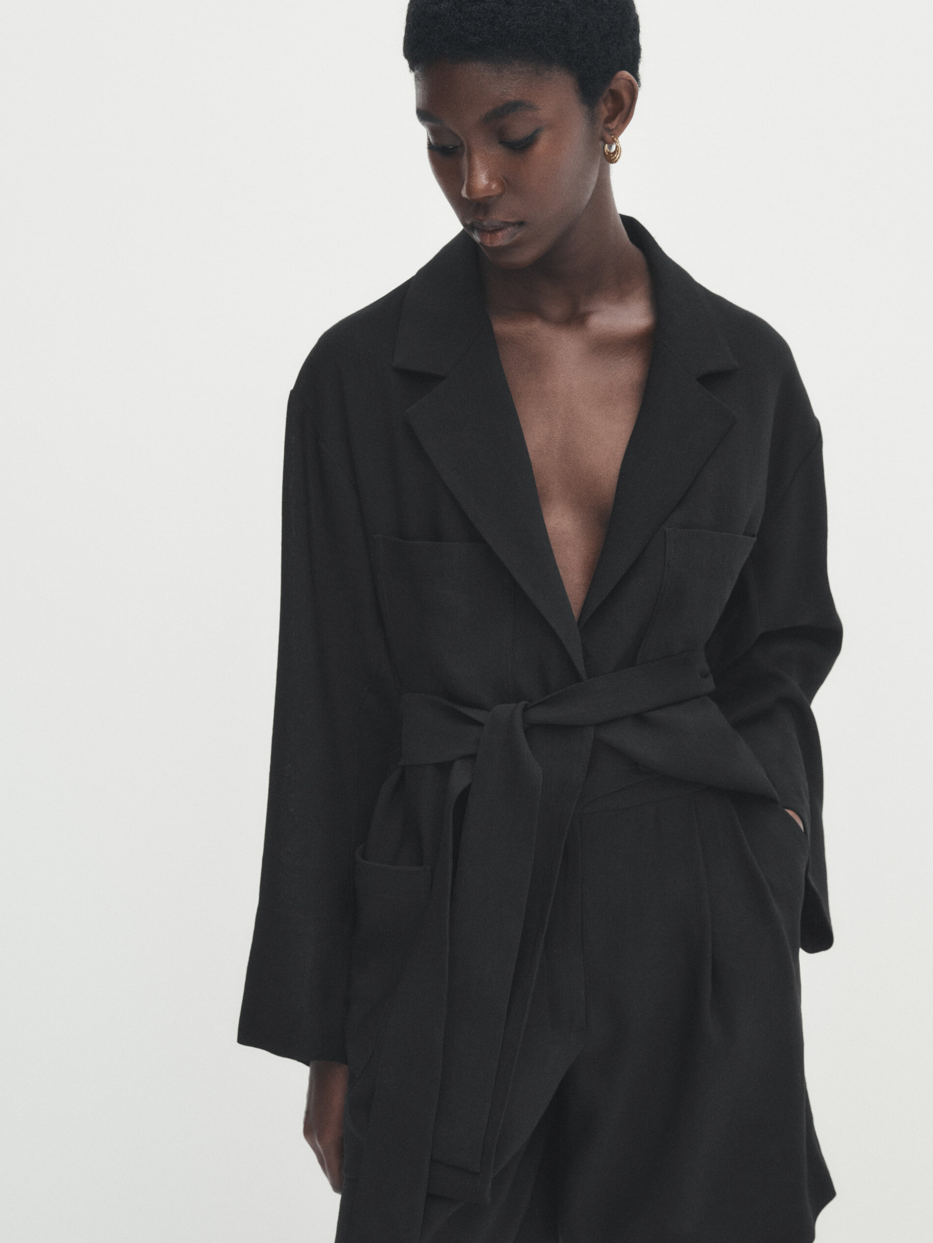 Bermuda larga pinzas - NEGRO