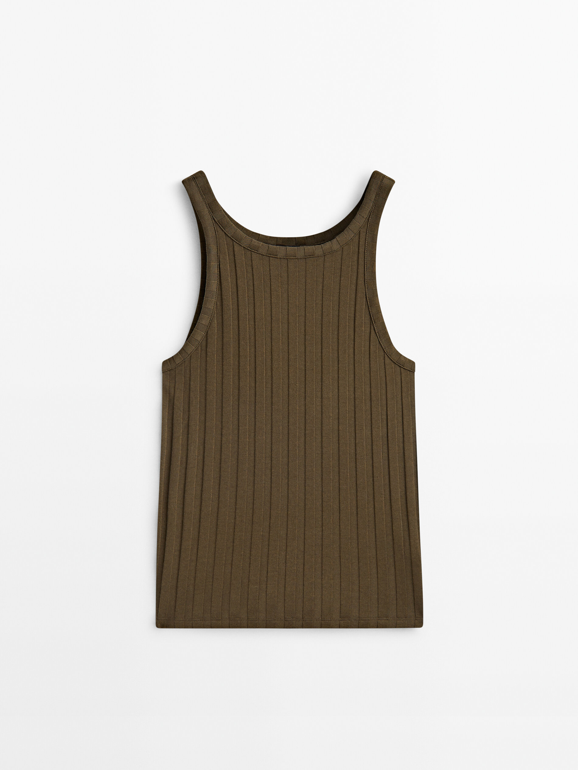 Top canalé ancho tirantes - KAKI