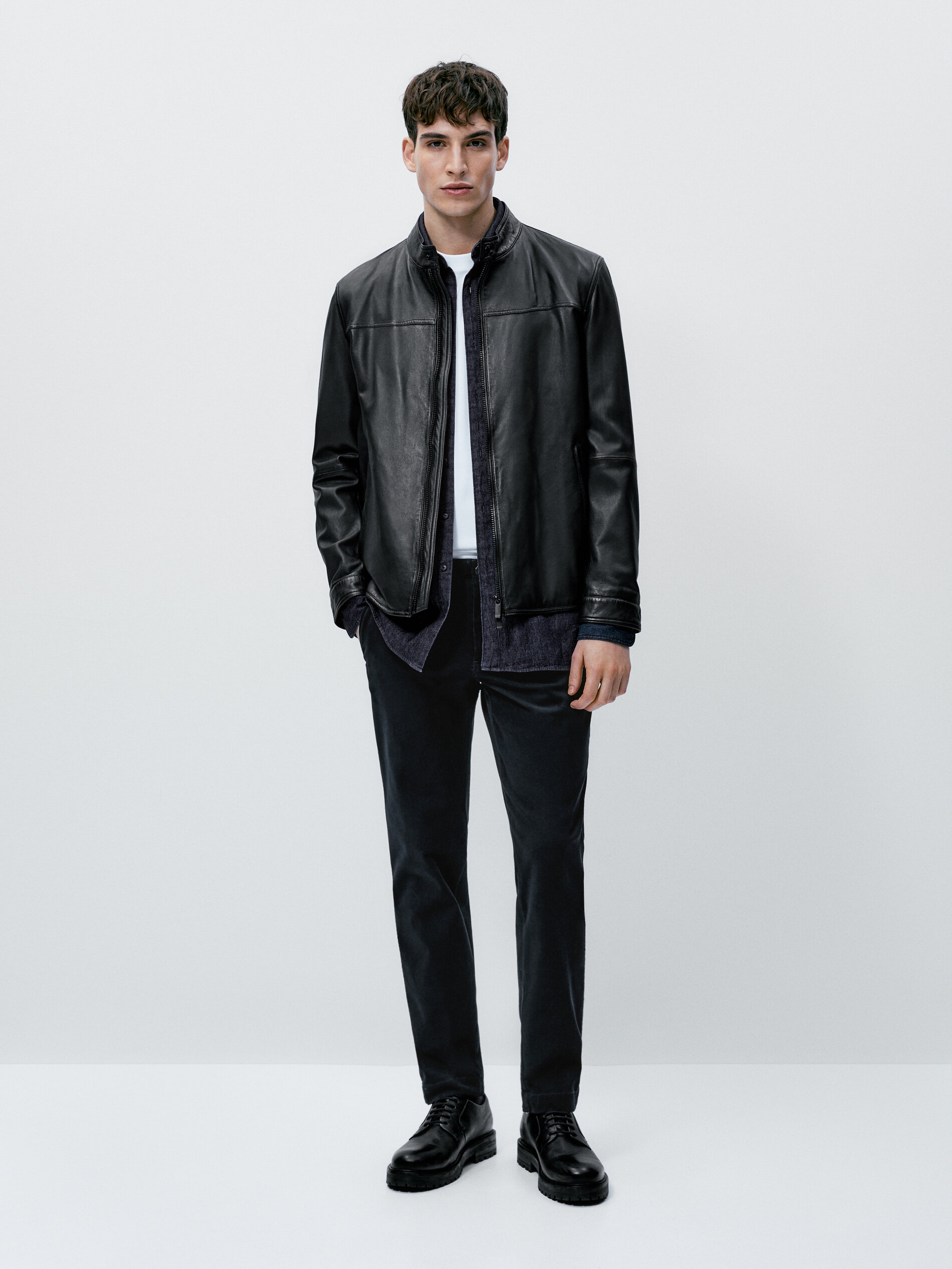 Chaqueta piel napa azul - AZUL