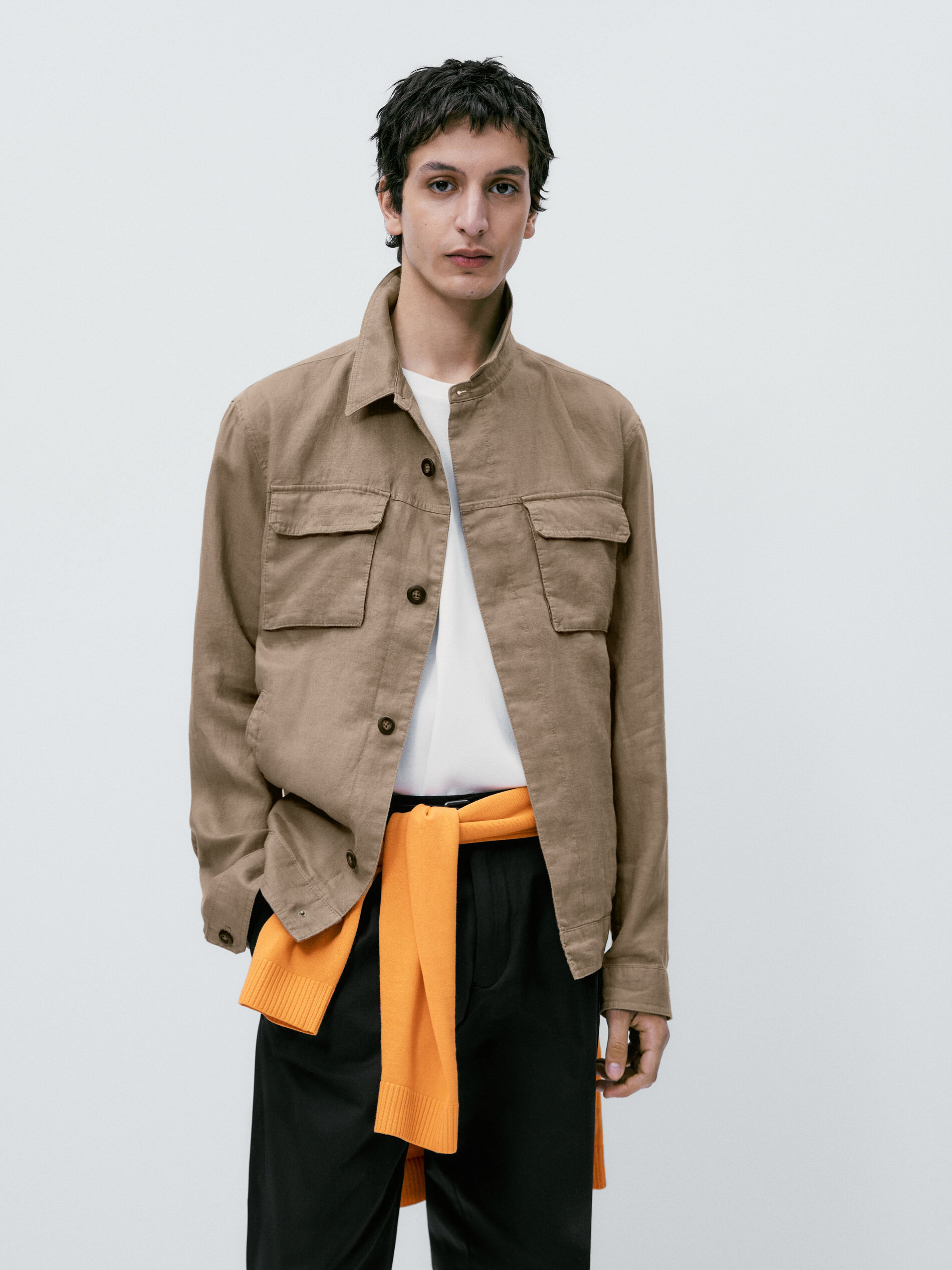 Sobrecamisa 100% lino bolsillos - TOSTADO