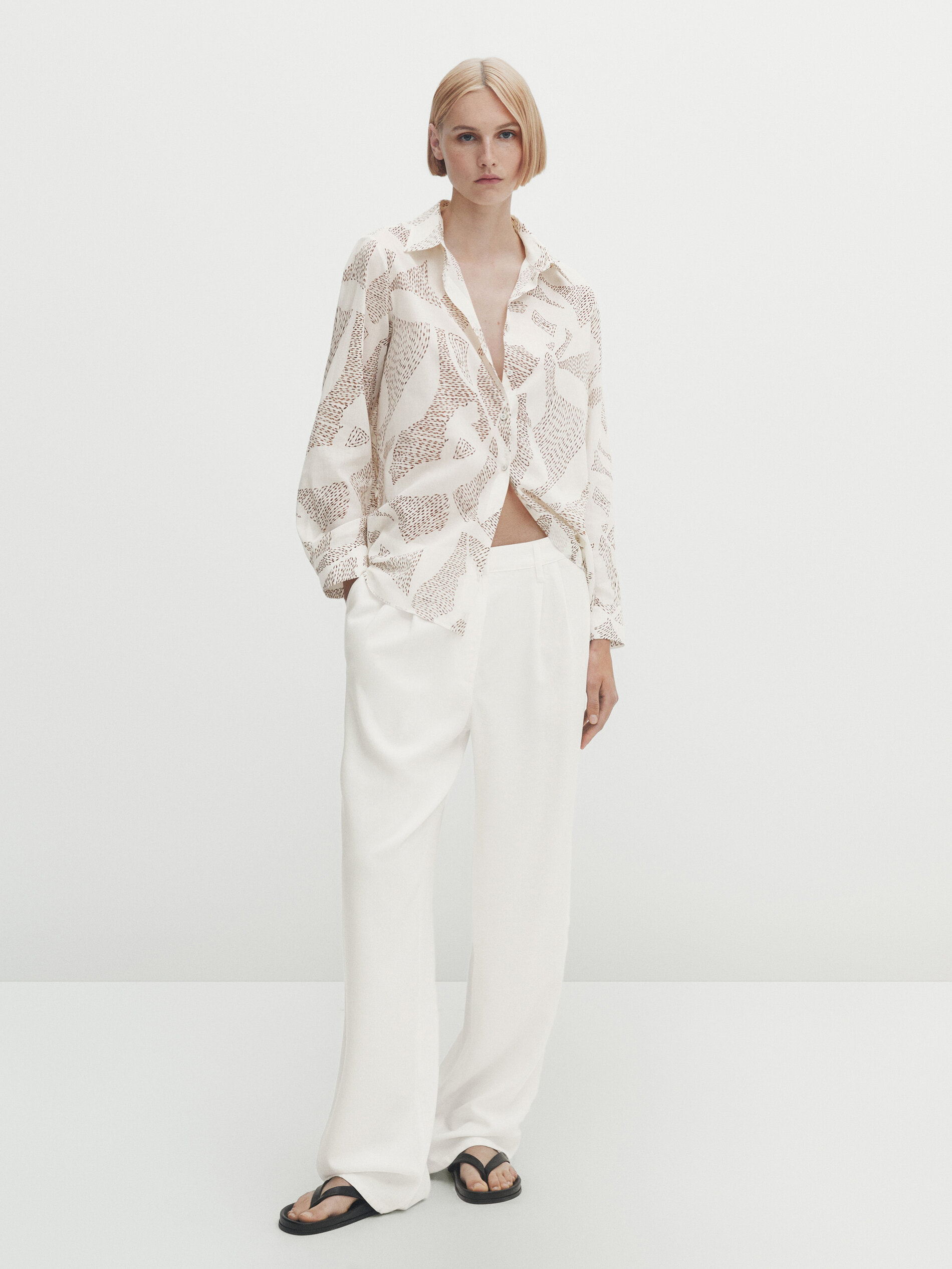 Camisa estampada 100% algodón - CRUDO