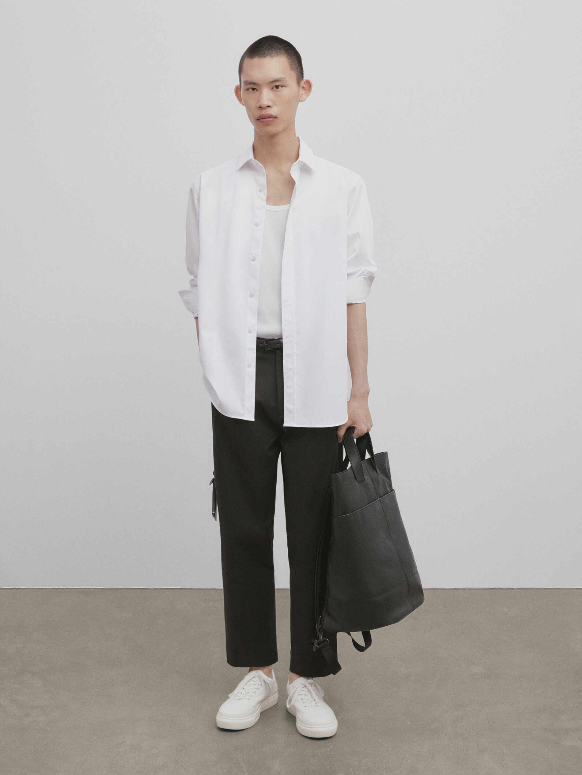 Camisa algodón relaxed fit -Studio - BLANCO