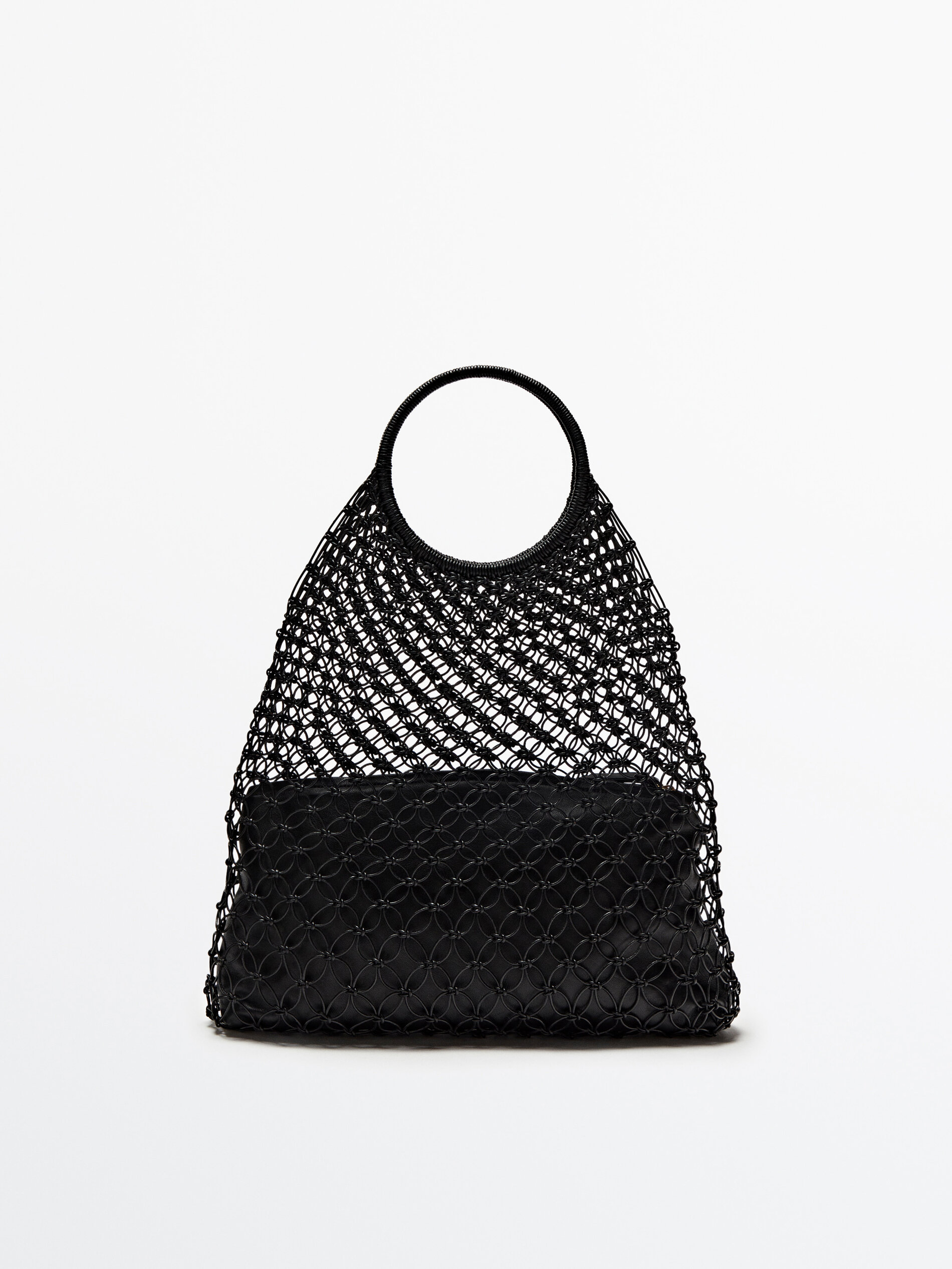 Bolso shopper trenzado tubular - NEGRO