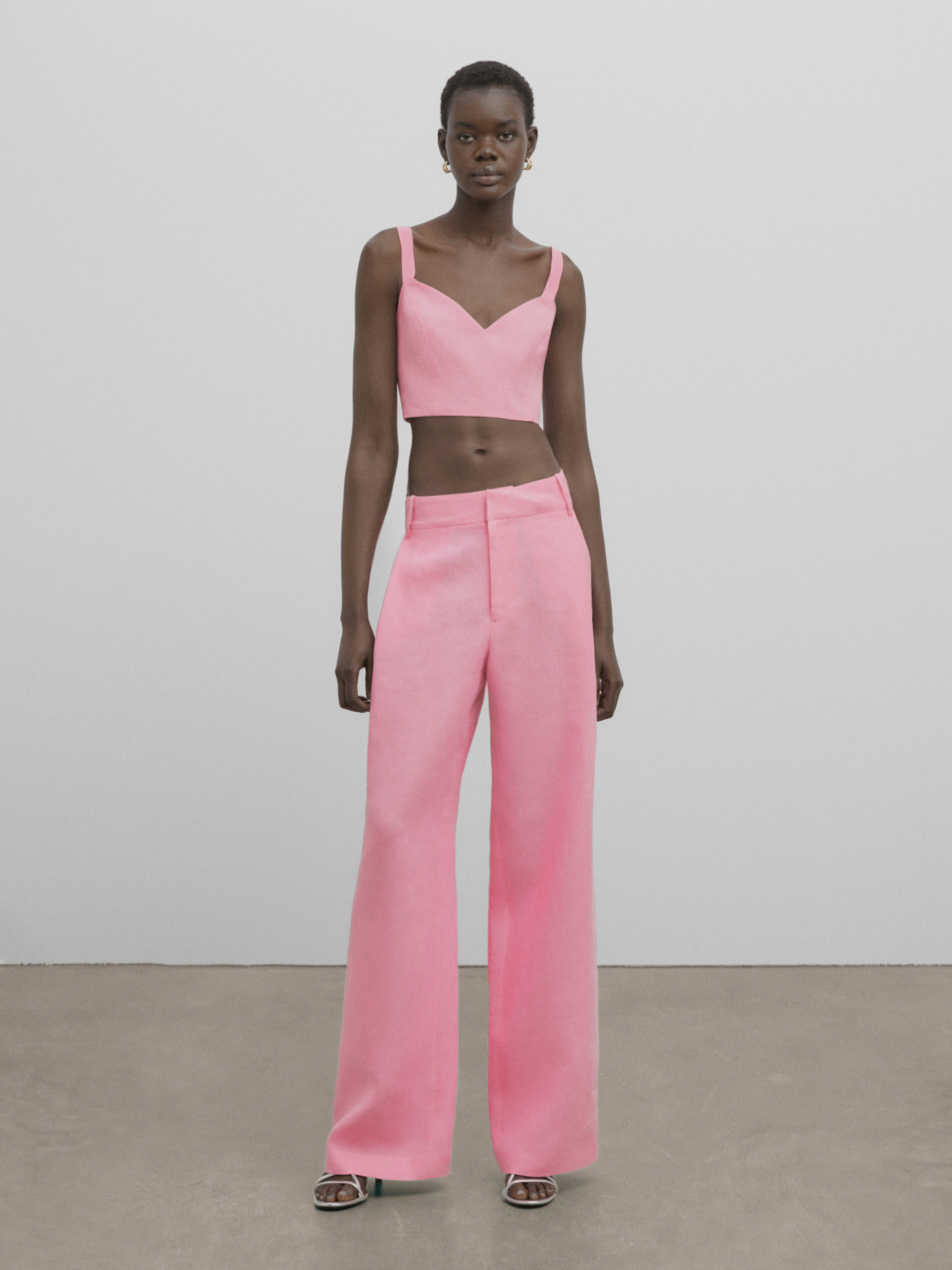 Top crop lino tirantes -Studio - ROSA