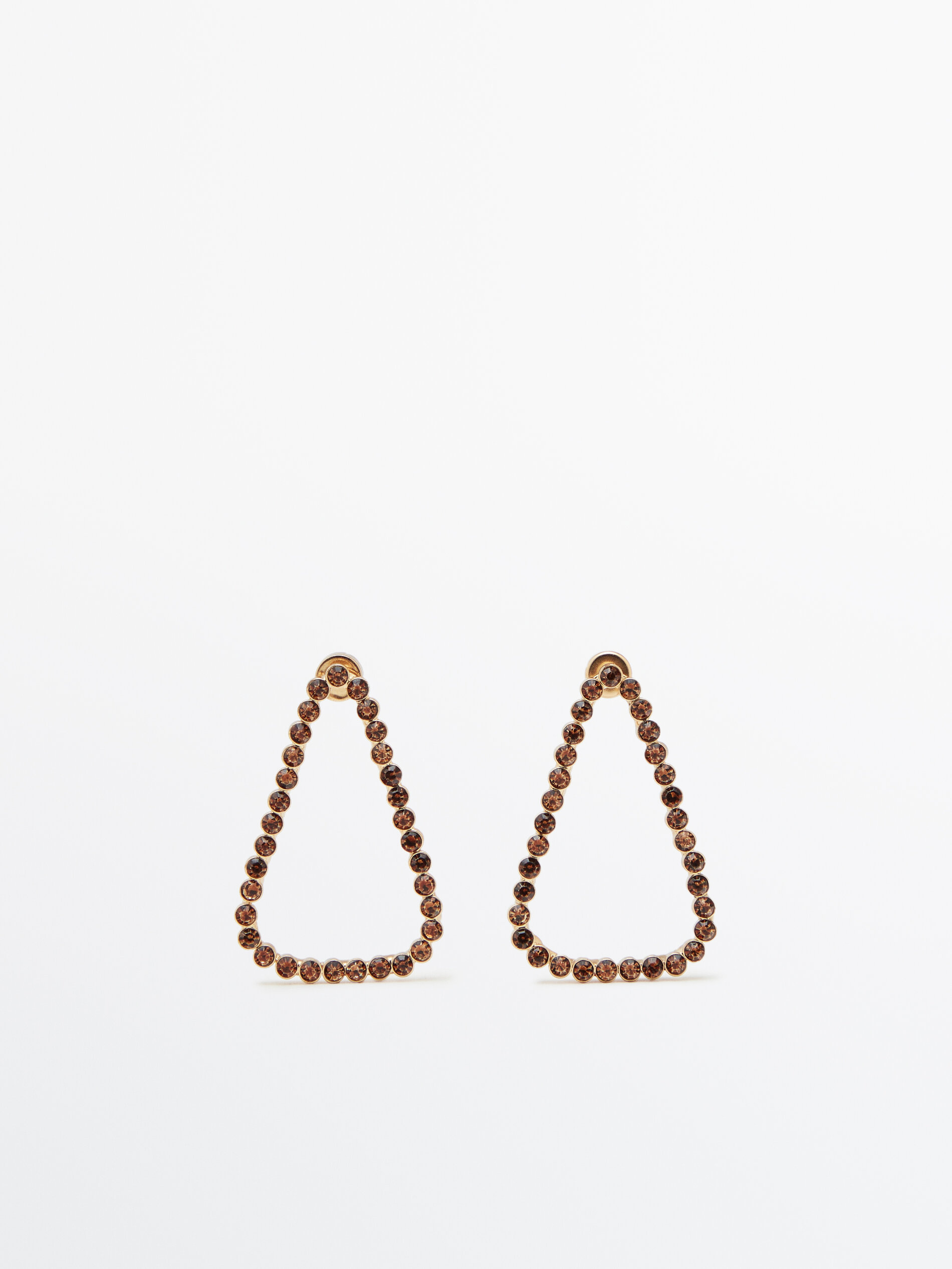 Pendientes triángulo piedras baño oro - ORO