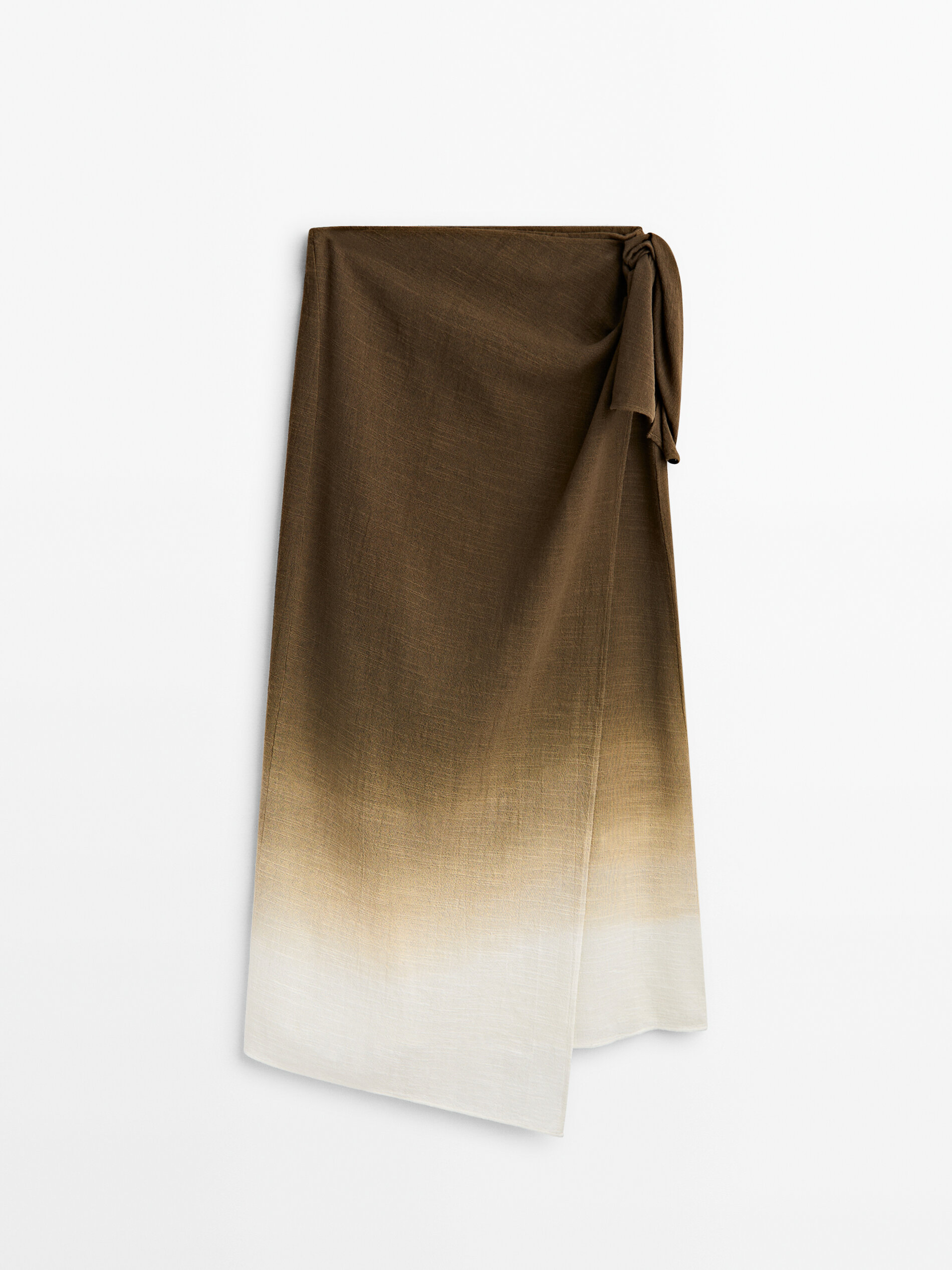 Falda midi pareo rústica degradado - CAMEL