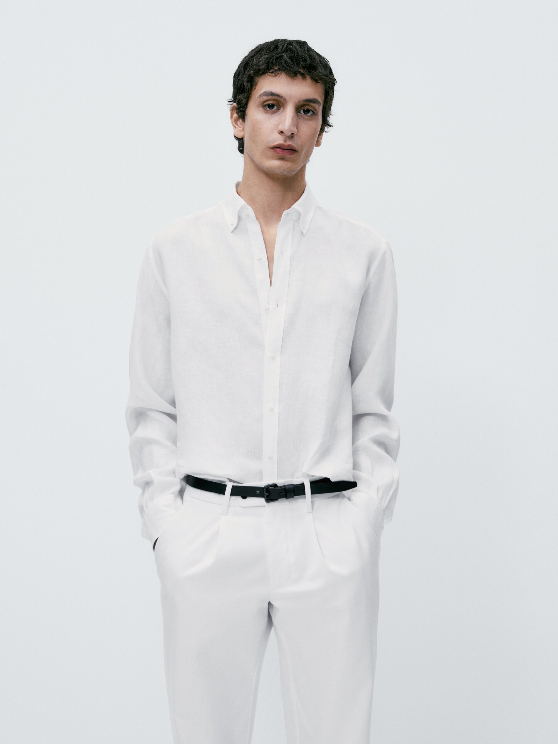 Camisa 100% lino regular fit - BLANCO