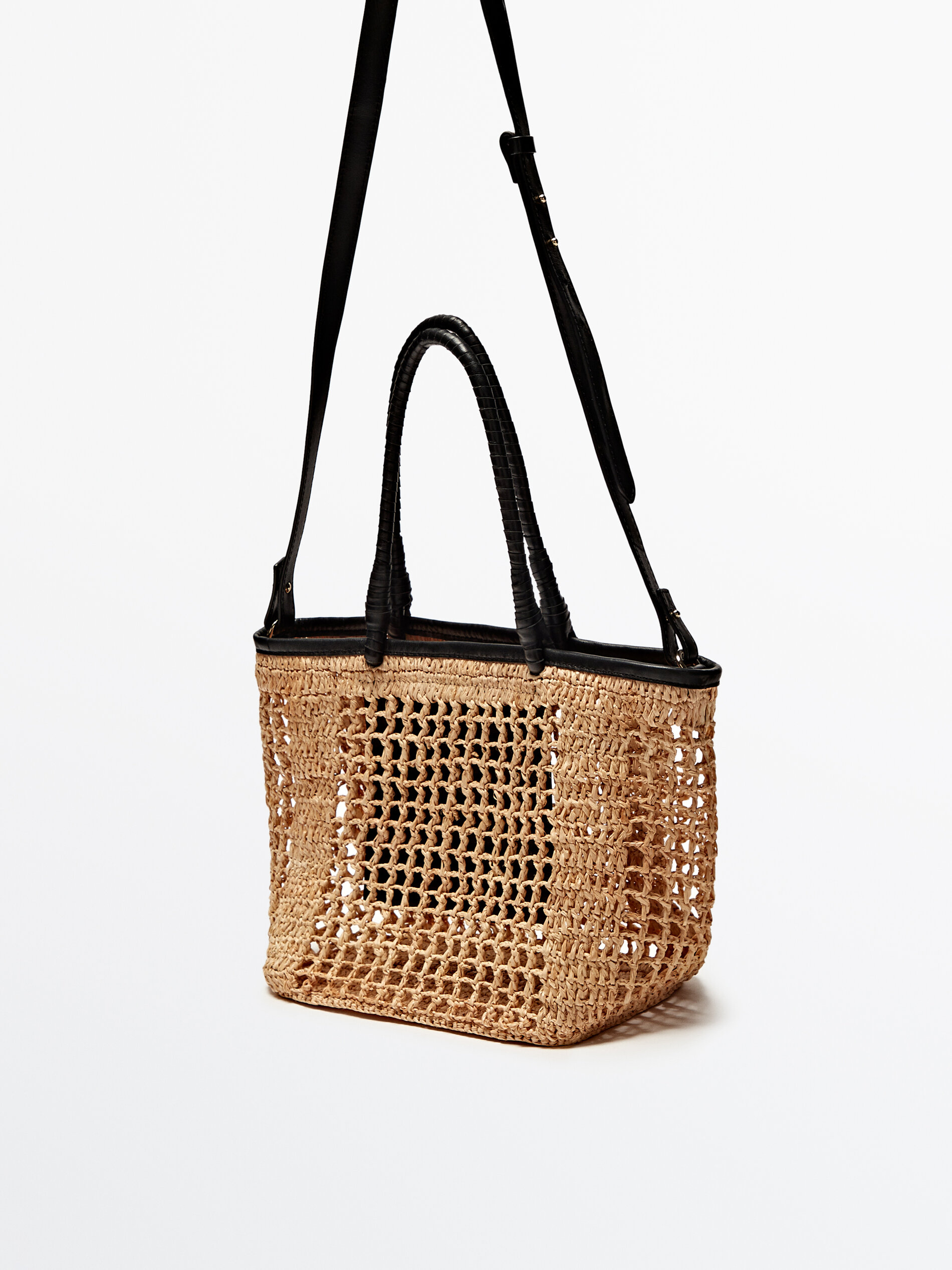 Bolso mini shopper rafia calado - BEIGE