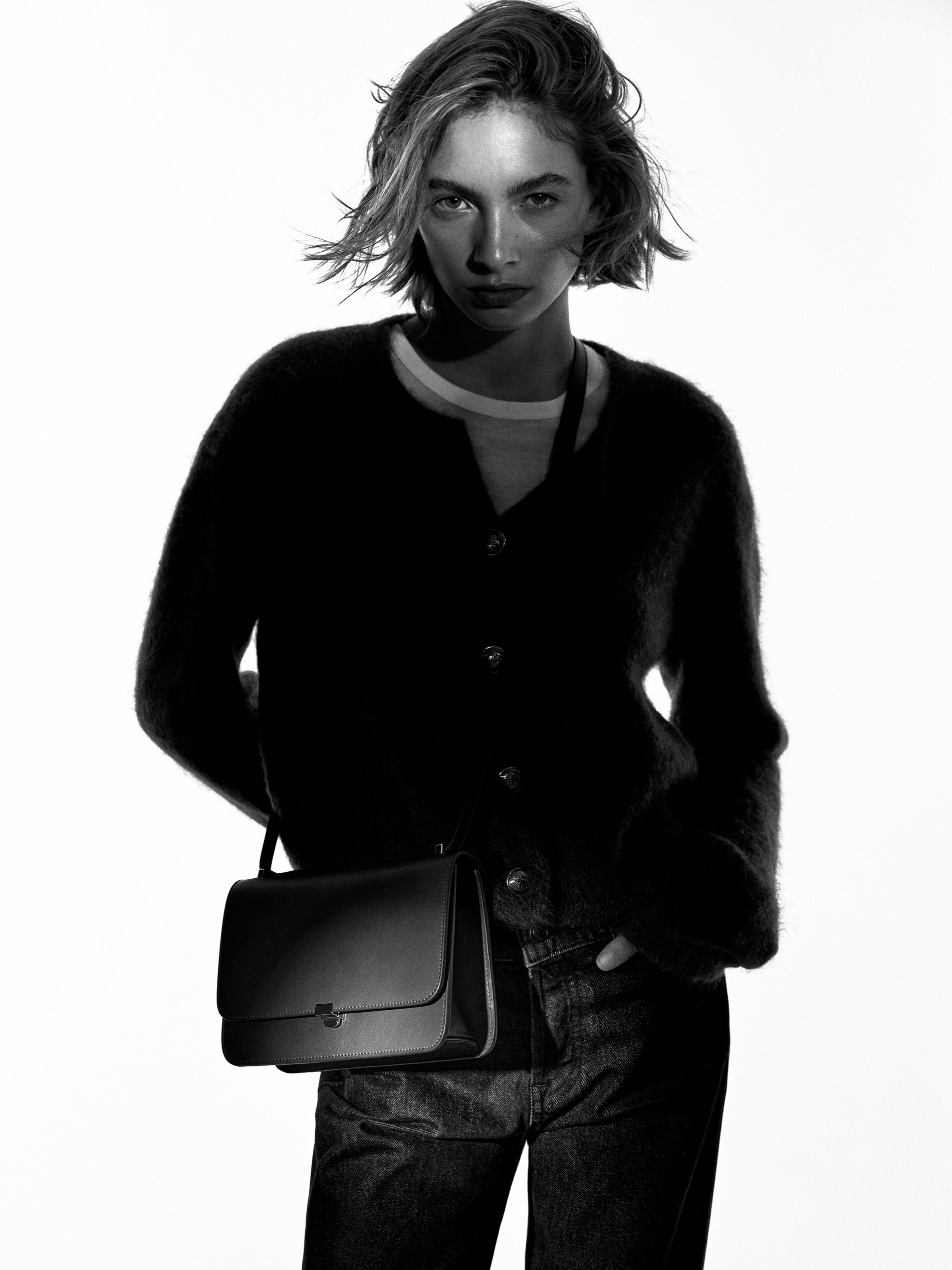 Bolso bandolera rectangular piel - KAKI