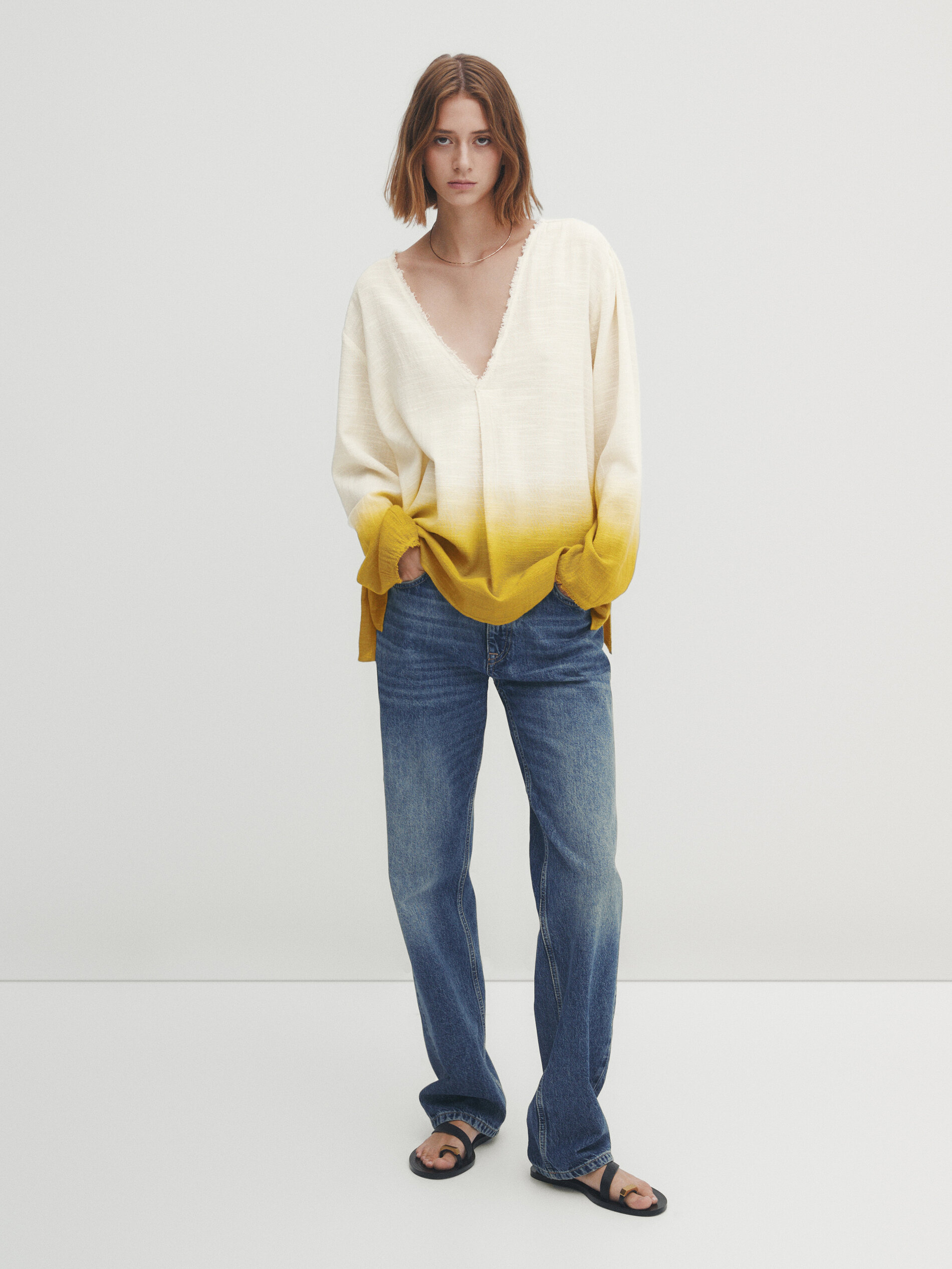 Camisa rústica degradado - AMARILLO MOSTAZA