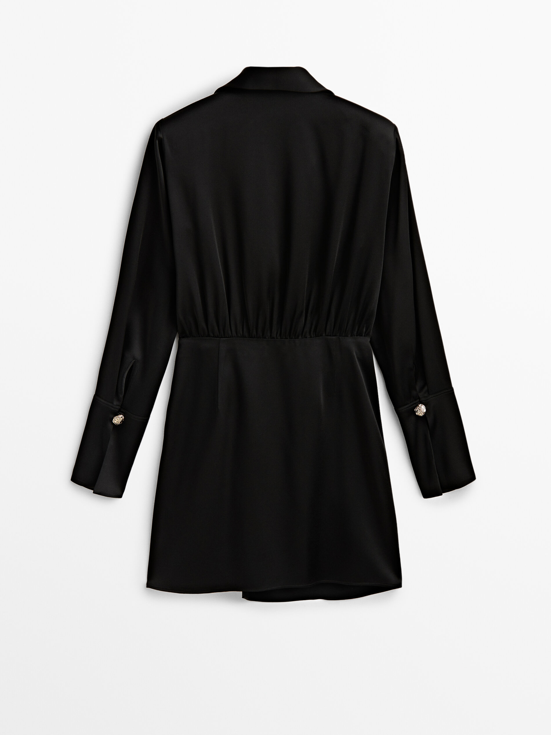 Vestido corto cruzado satinado - NEGRO