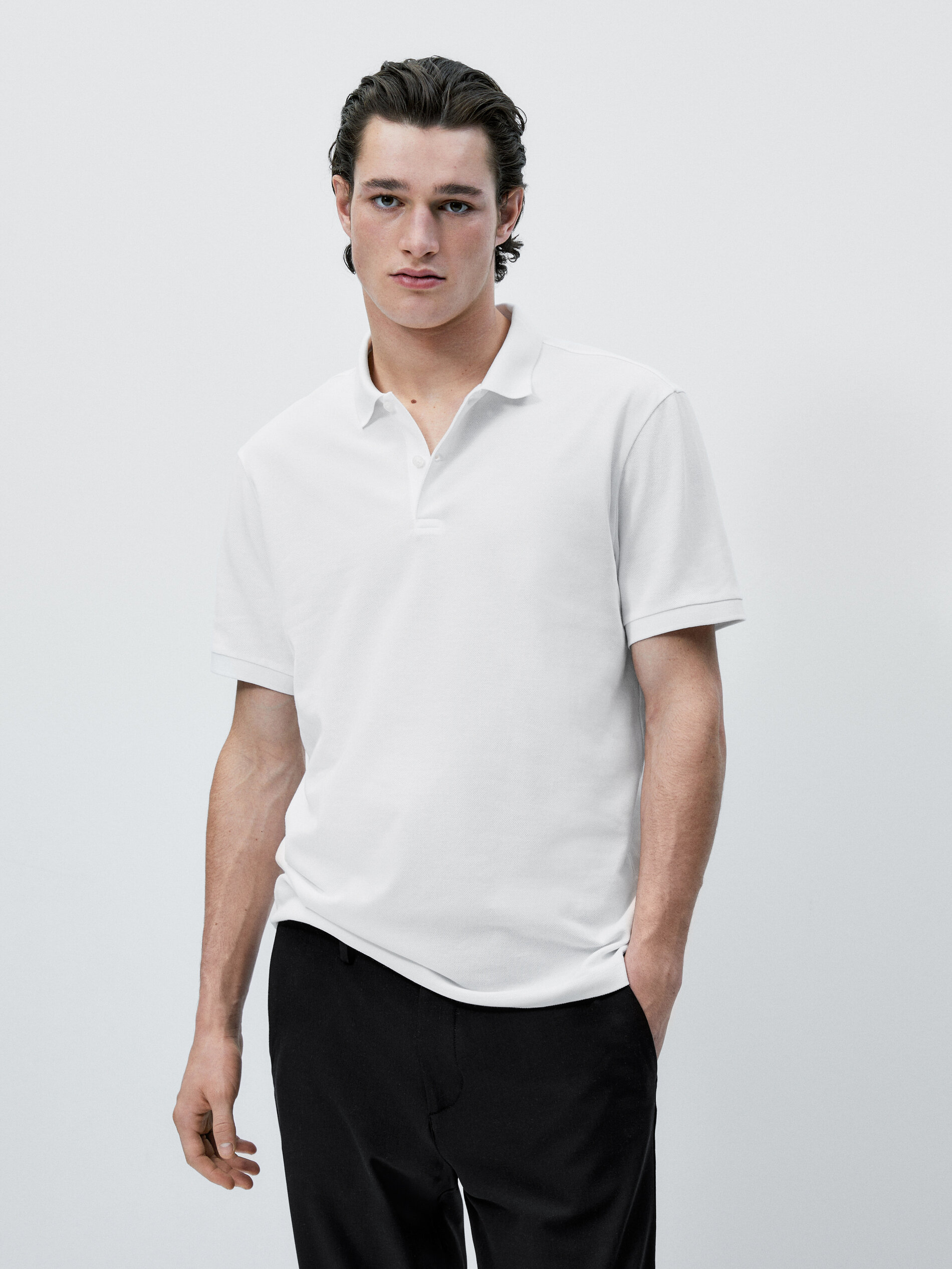Polo piqué 100% algodón - BLANCO