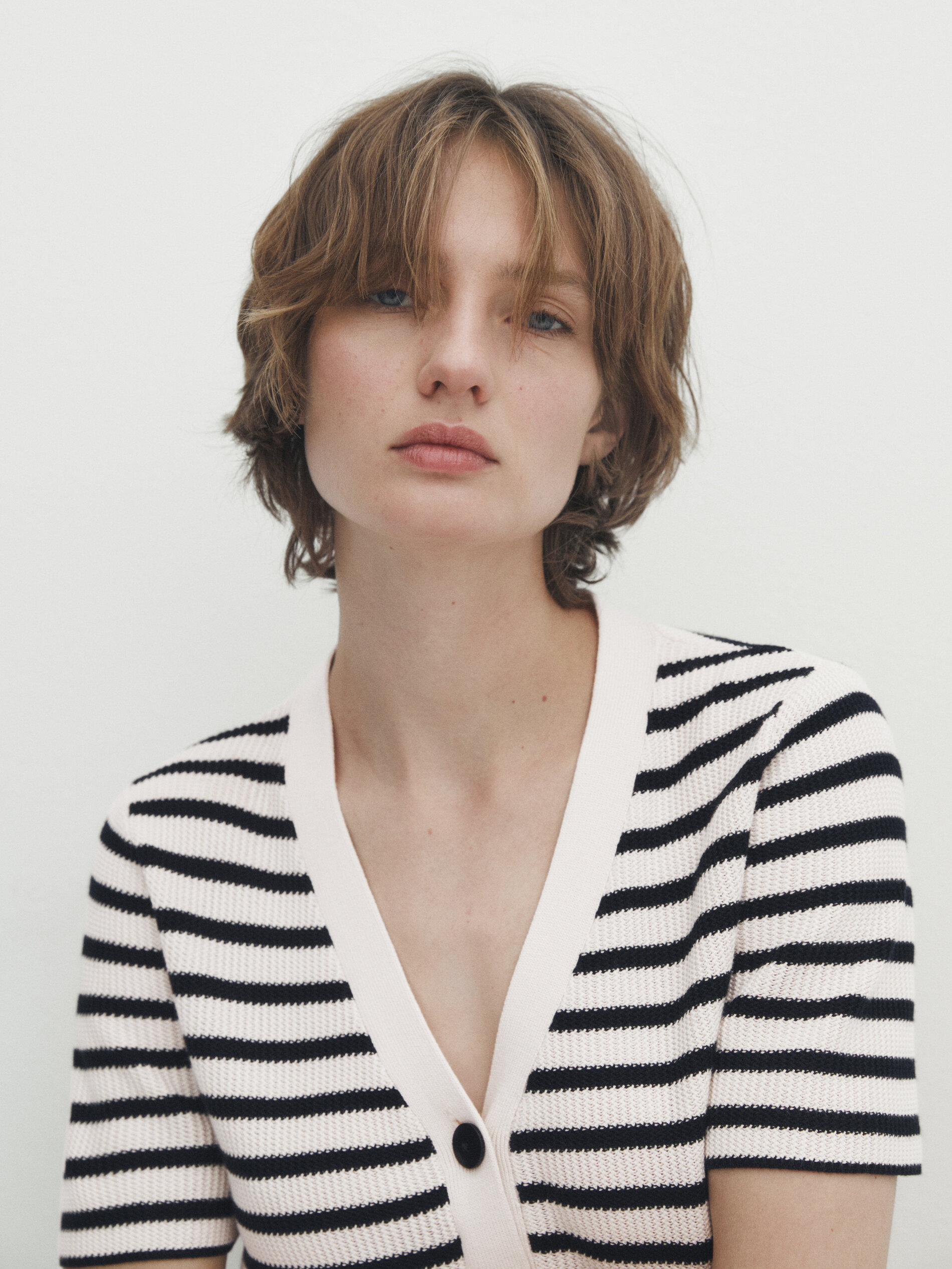 Vestido midi rayas algodón estructura - AZUL MARINO