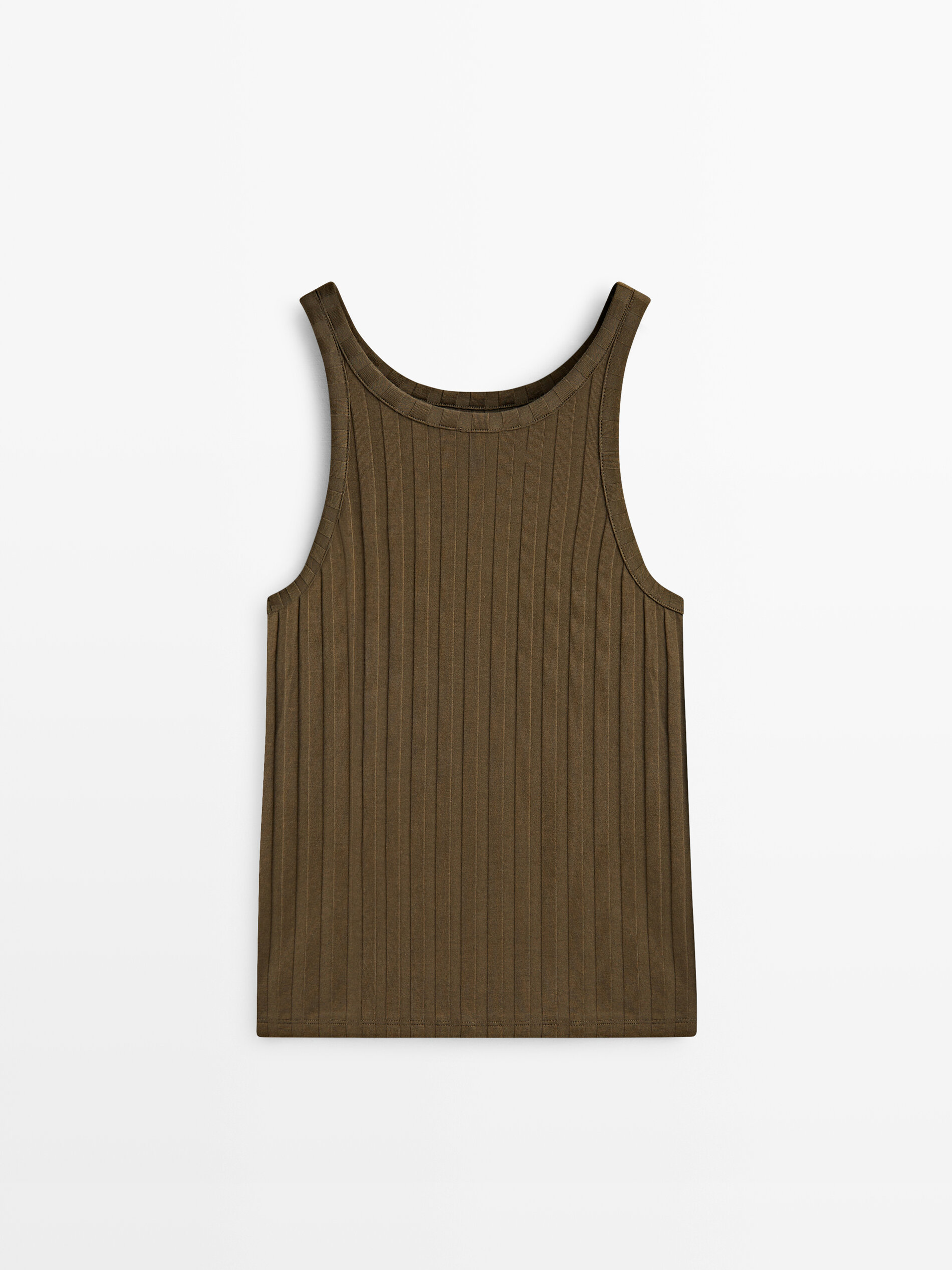 Top canalé ancho tirantes - KAKI