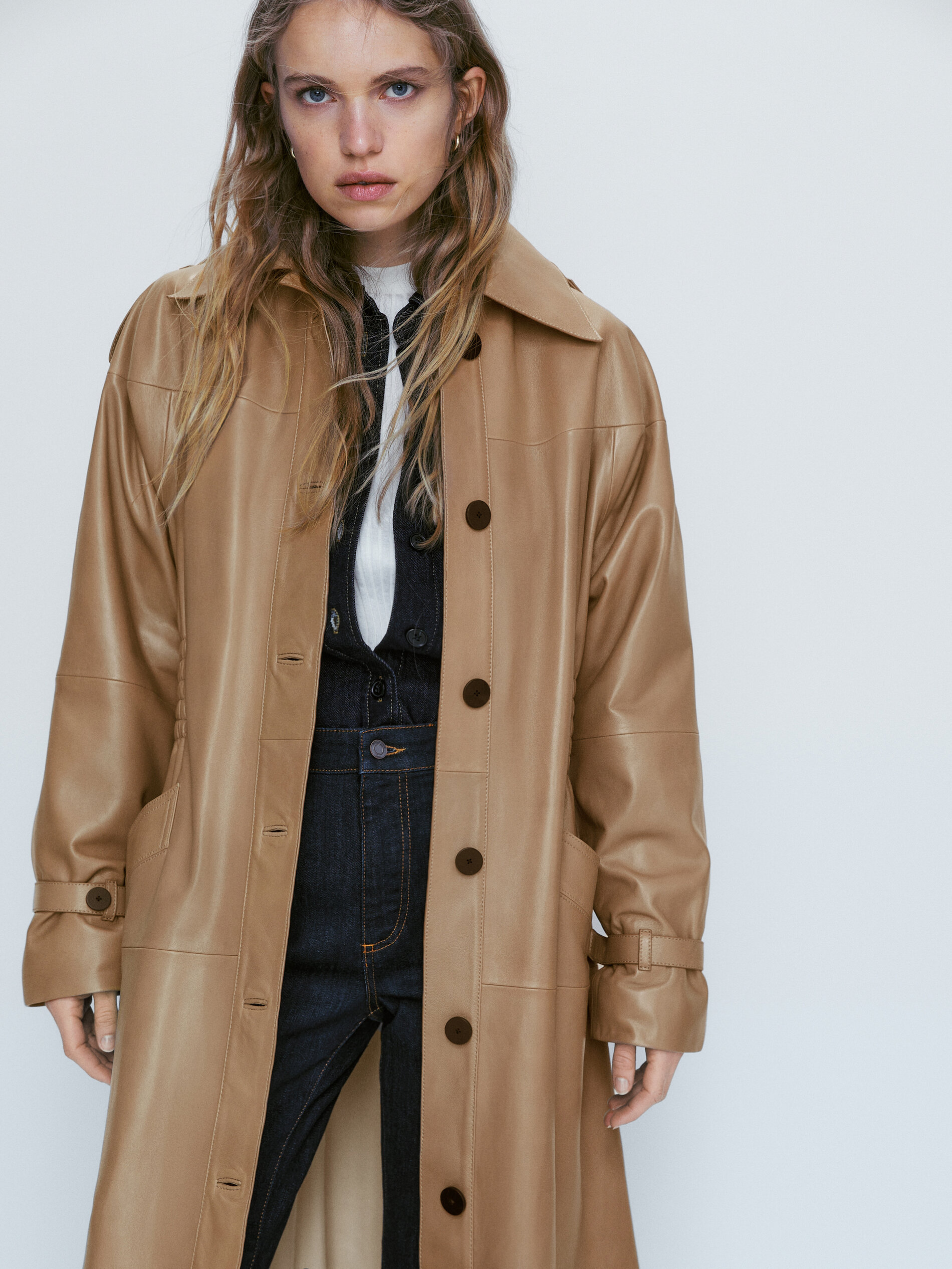 Chaqueta trench piel napa cintura elástica - ARENA
