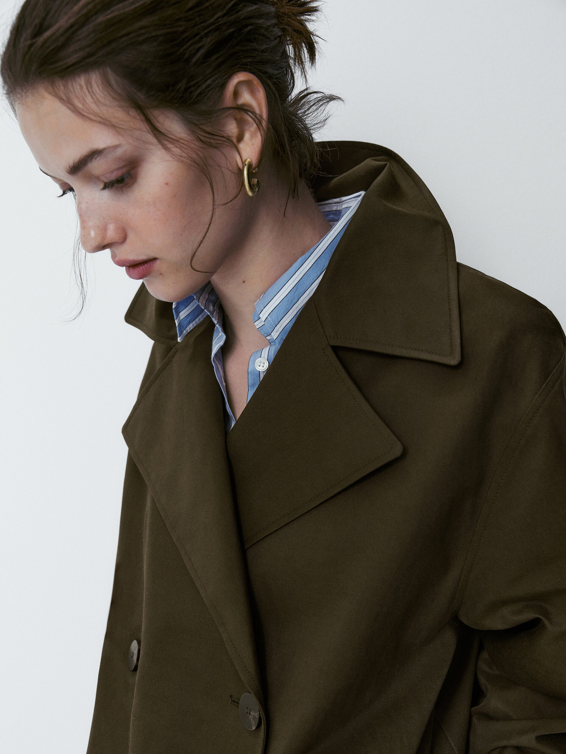 Chaqueta corta cruzada botones - KAKI