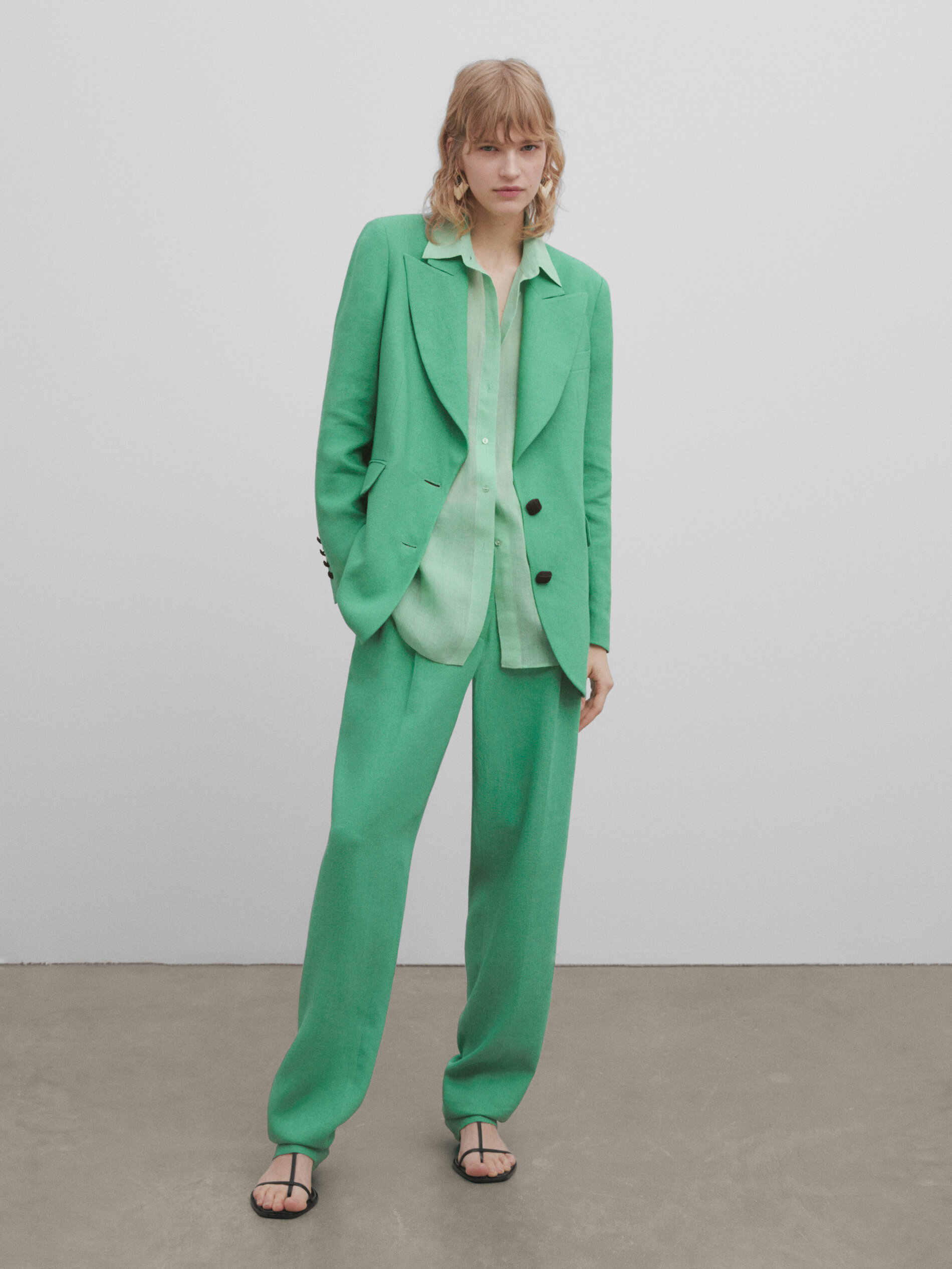 Americana traje mezcla lino -Studio - VERDE