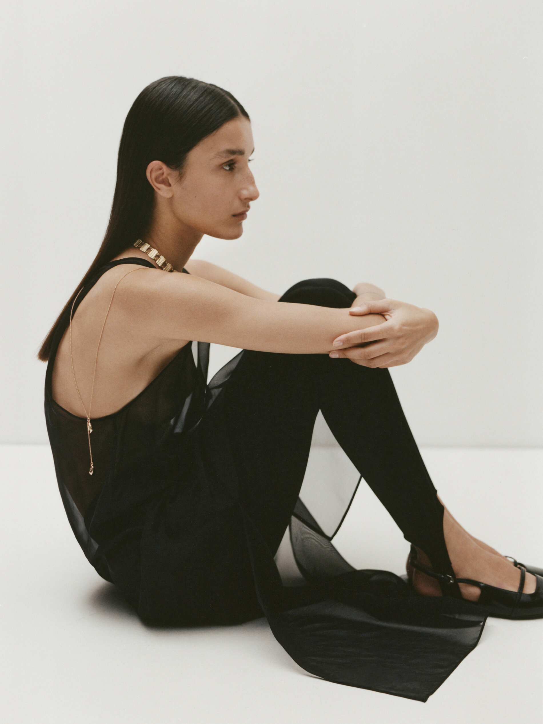 Collar largo piezas ovaladas - DORADO