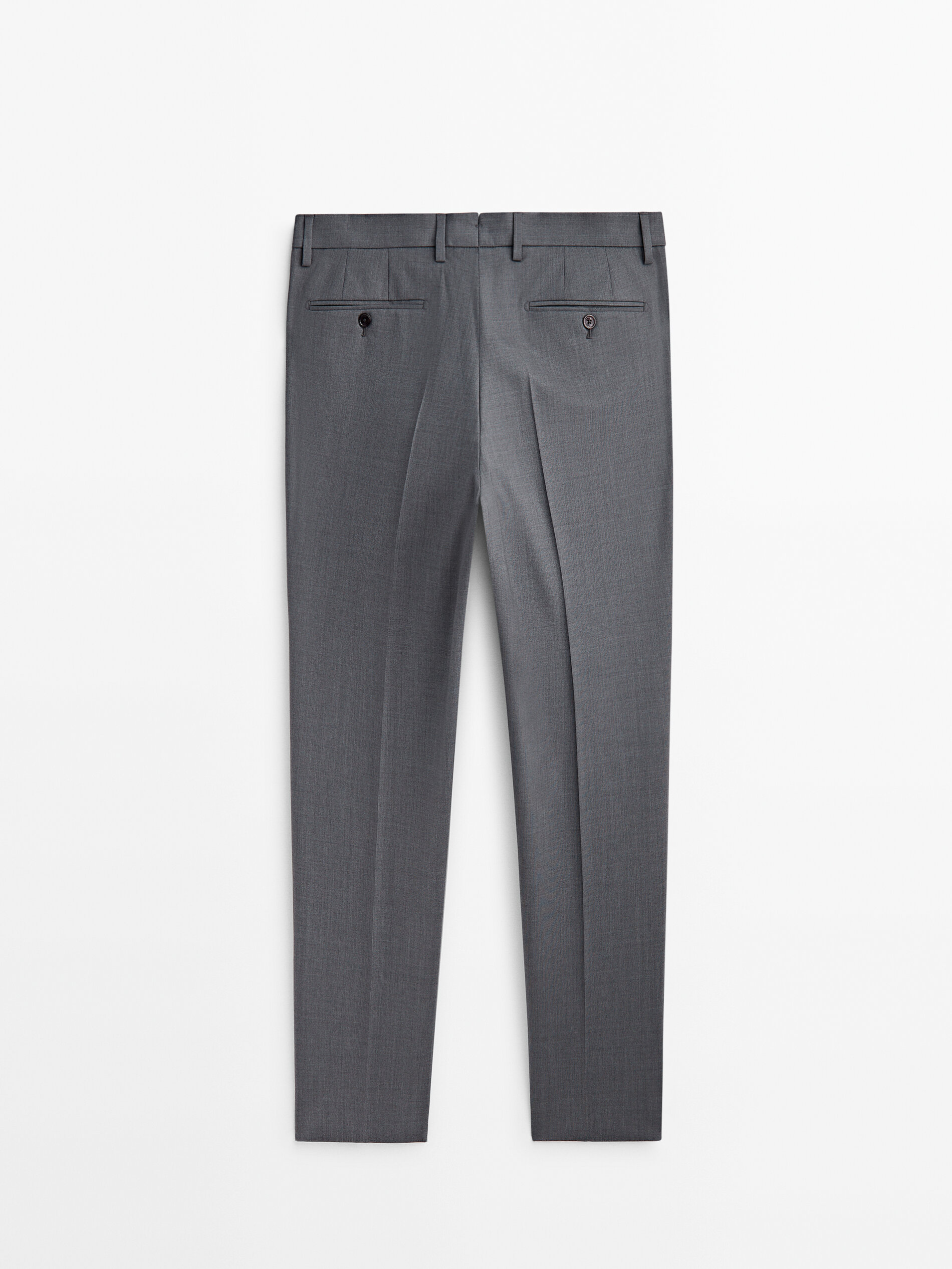 Pantalón traje fil a fil gris lana - GRIS