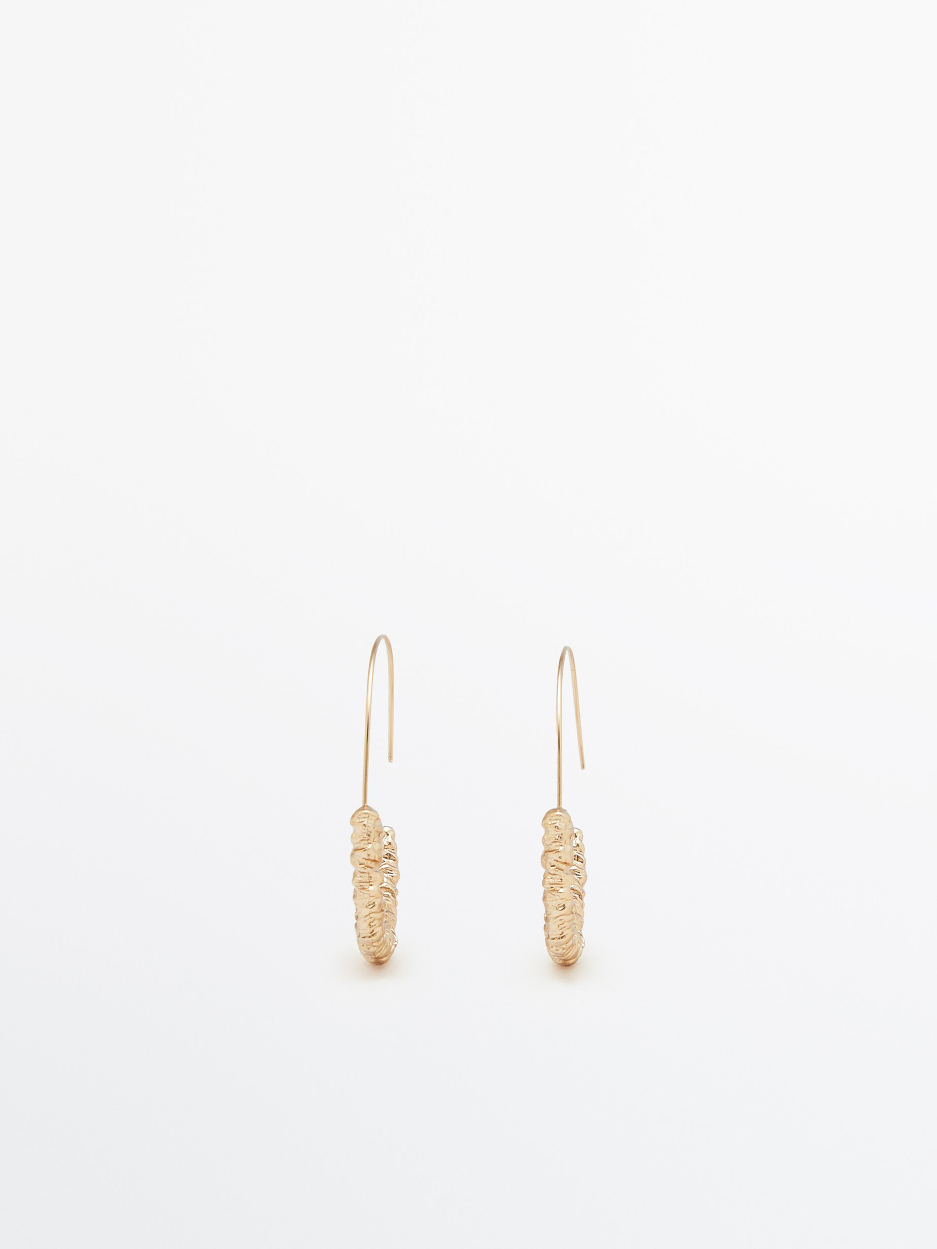 Pendientes aros abiertos textura baño oro - ORO
