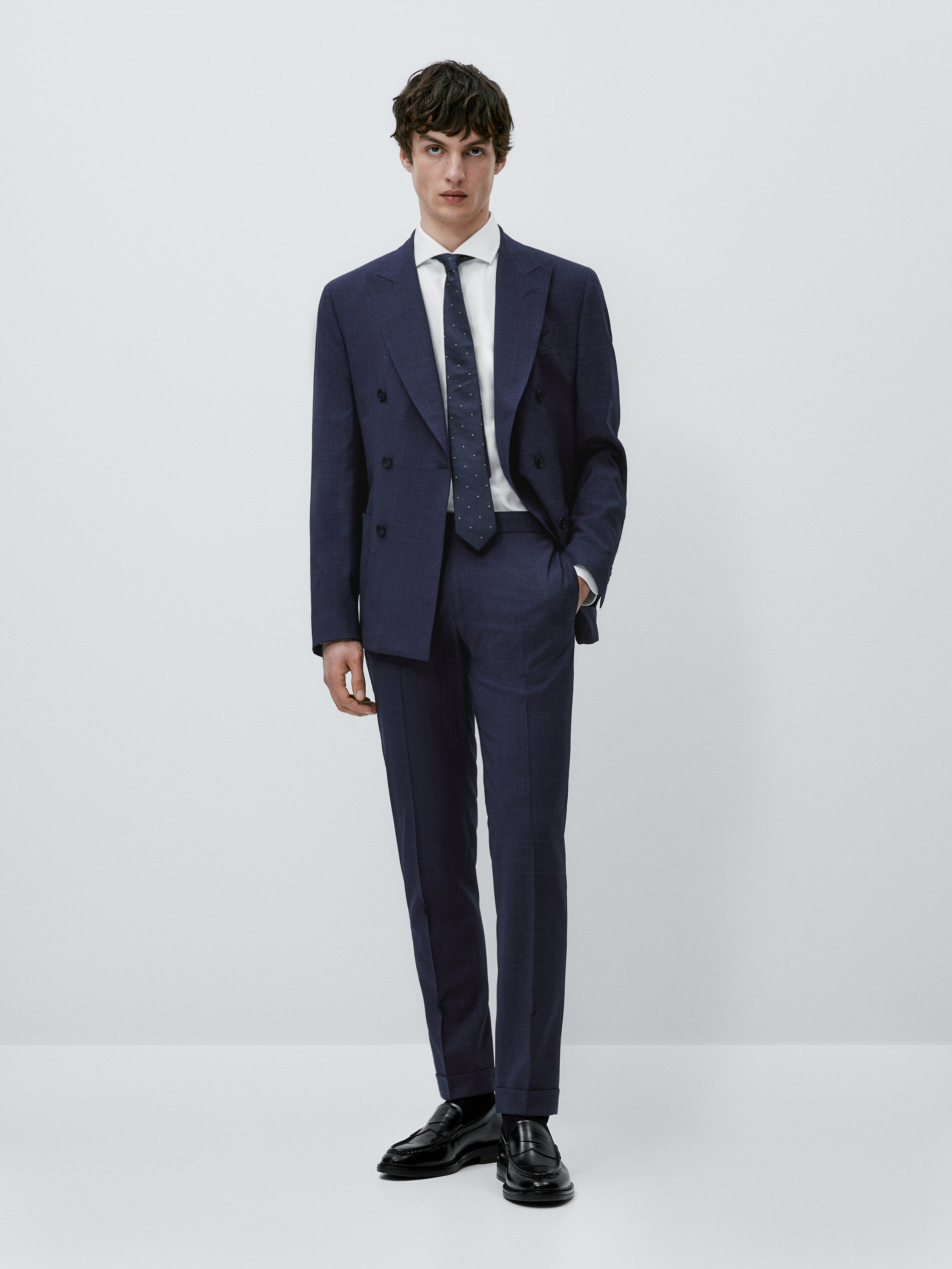 Pantalón traje mezcla lana cuadros - AÑIL